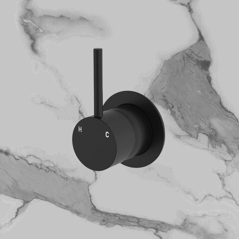 Fienza Kaya Up Wall Mixer Small Round Plate Matte Black Lead Free - Image 2