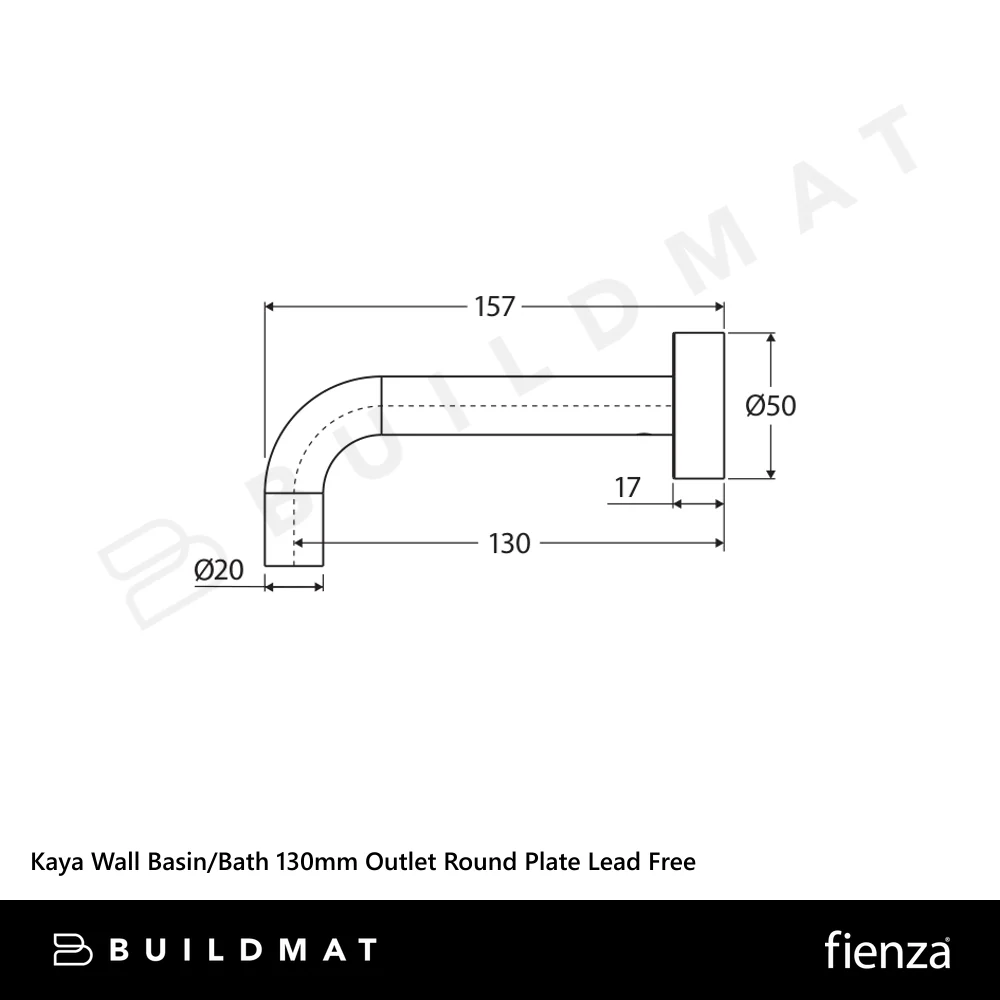 Fienza Kaya Wall Basin/Bath 130mm Outlet Round Plate Brushed Copper Lead Free - Image 4