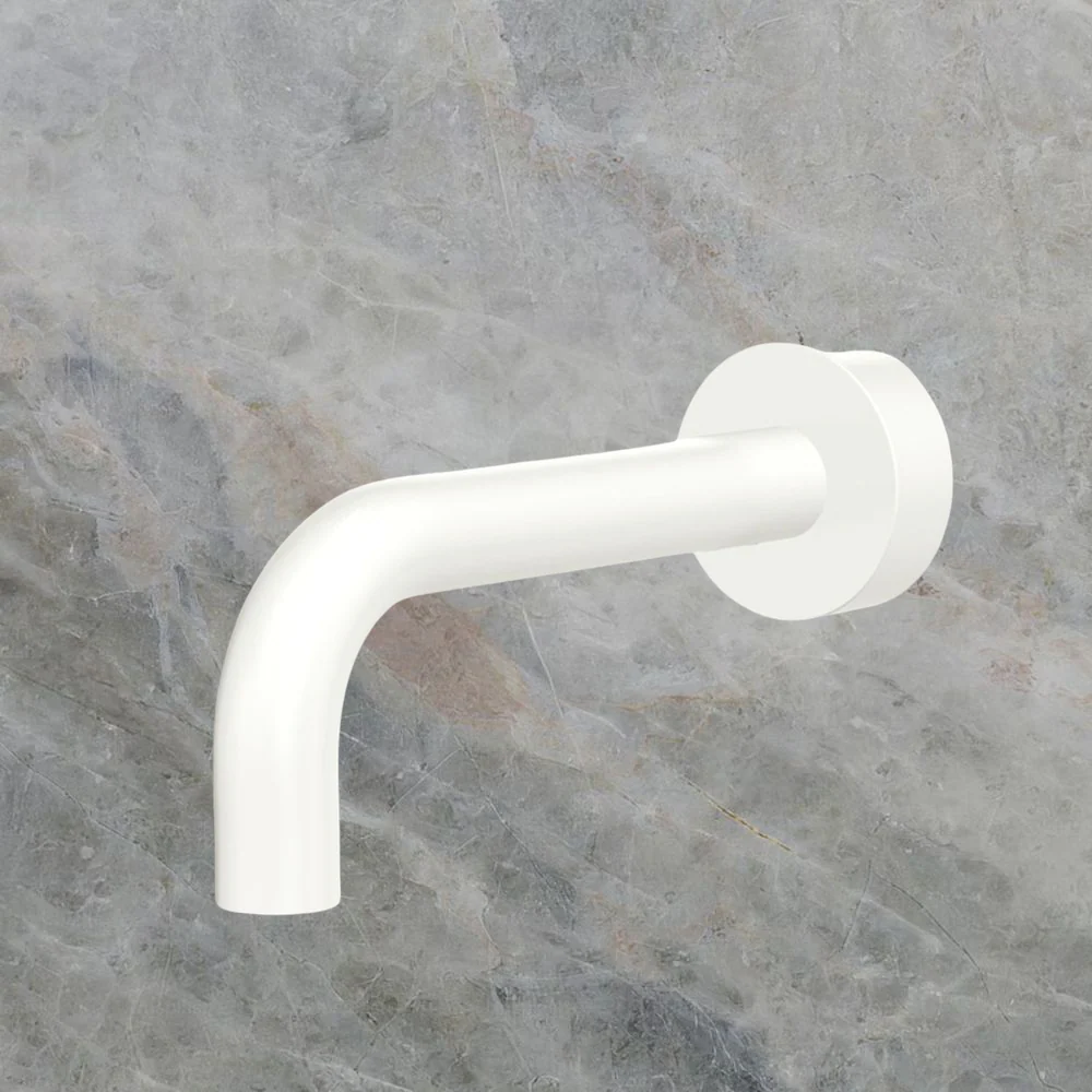 Fienza Kaya Wall Basin/Bath 130mm Outlet Round Plate Matte White Lead Free - Image 2