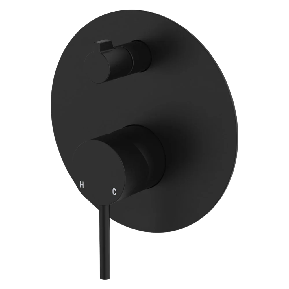 Fienza Kaya Wall Diverter Mixer Large Round Plate Matte Black Lead Free - Image 3