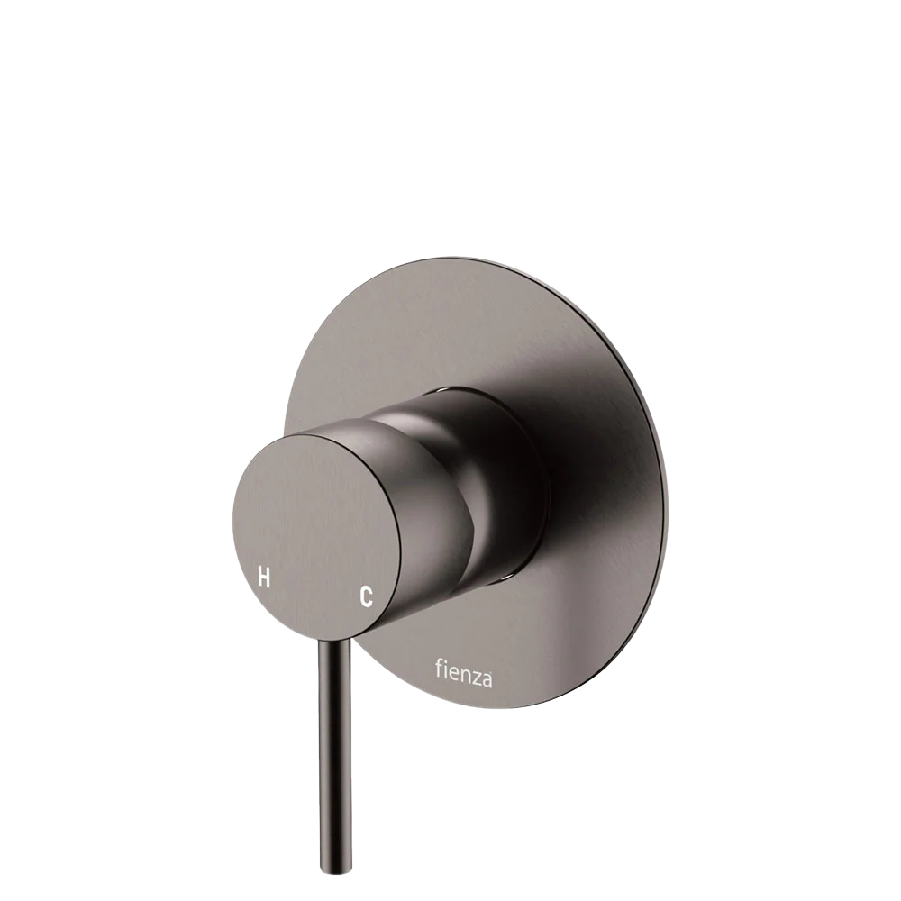 Fienza Kaya Wall Mixer Large Round Plate Gunmetal Lead Free