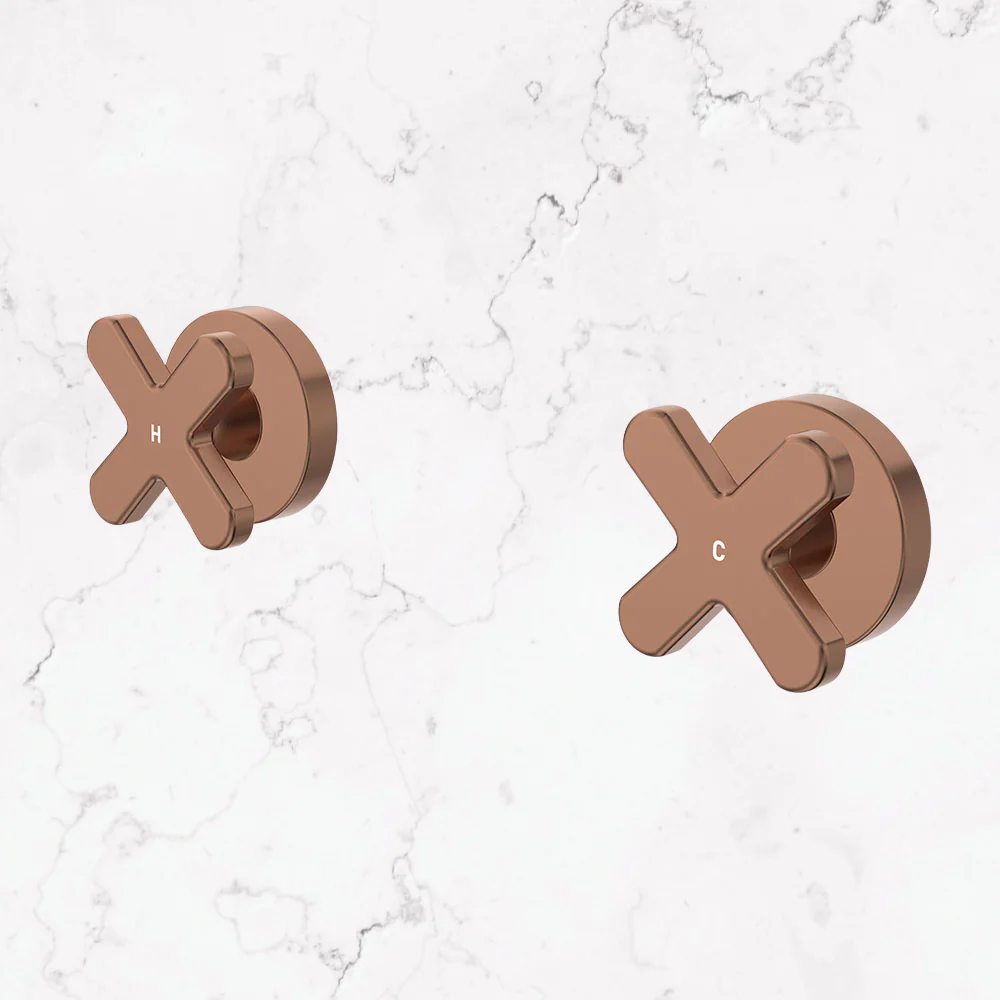 Fienza Kaya Wall Set Dress Kit Cross Taps Brushed Copper - Image 2