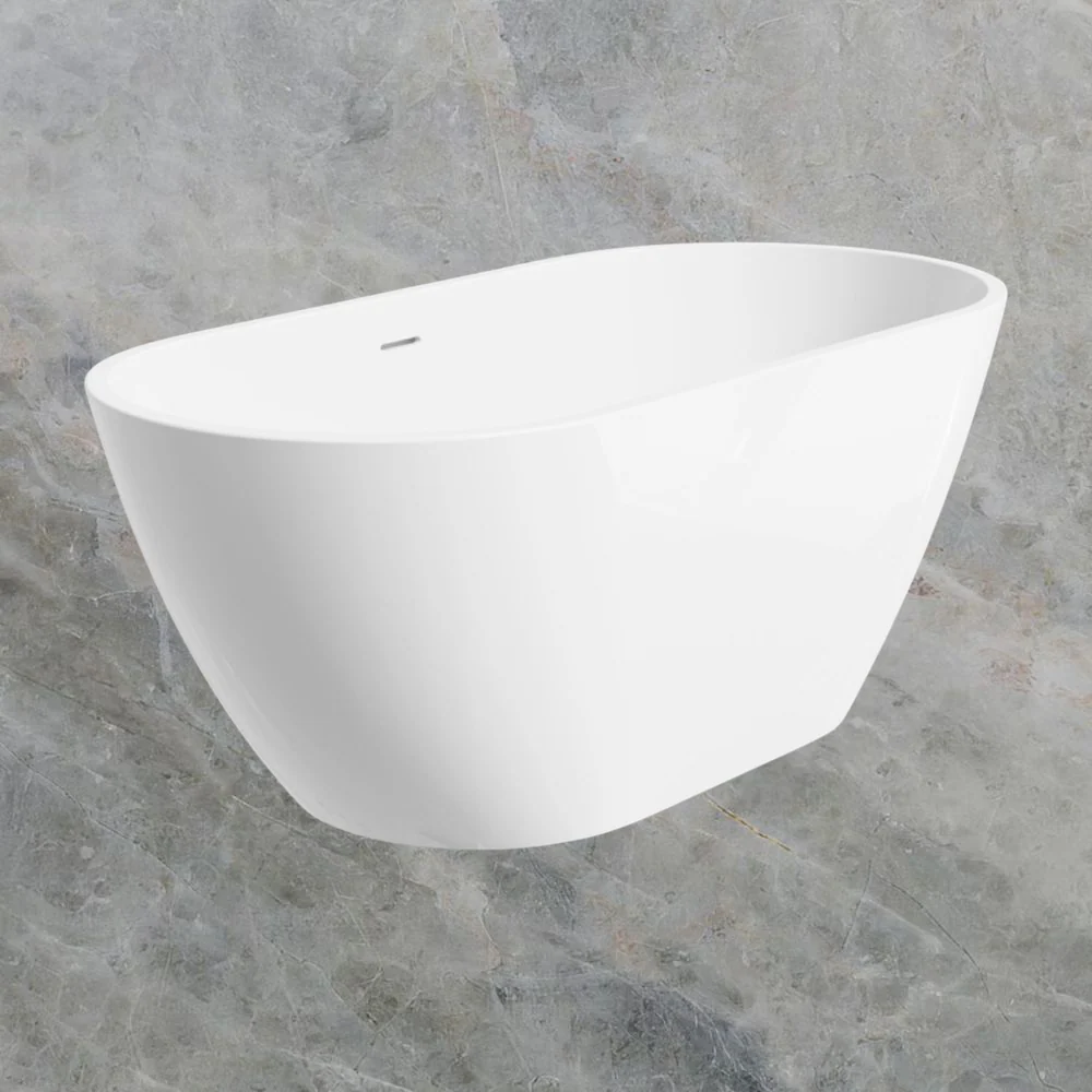 Fienza Koko 1500mm Freestanding Acrylic Bath with Overflow Gloss White - Image 2