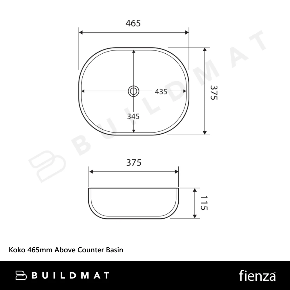 Fienza Koko 465mm Above Counter Basin Matte Black - Image 4