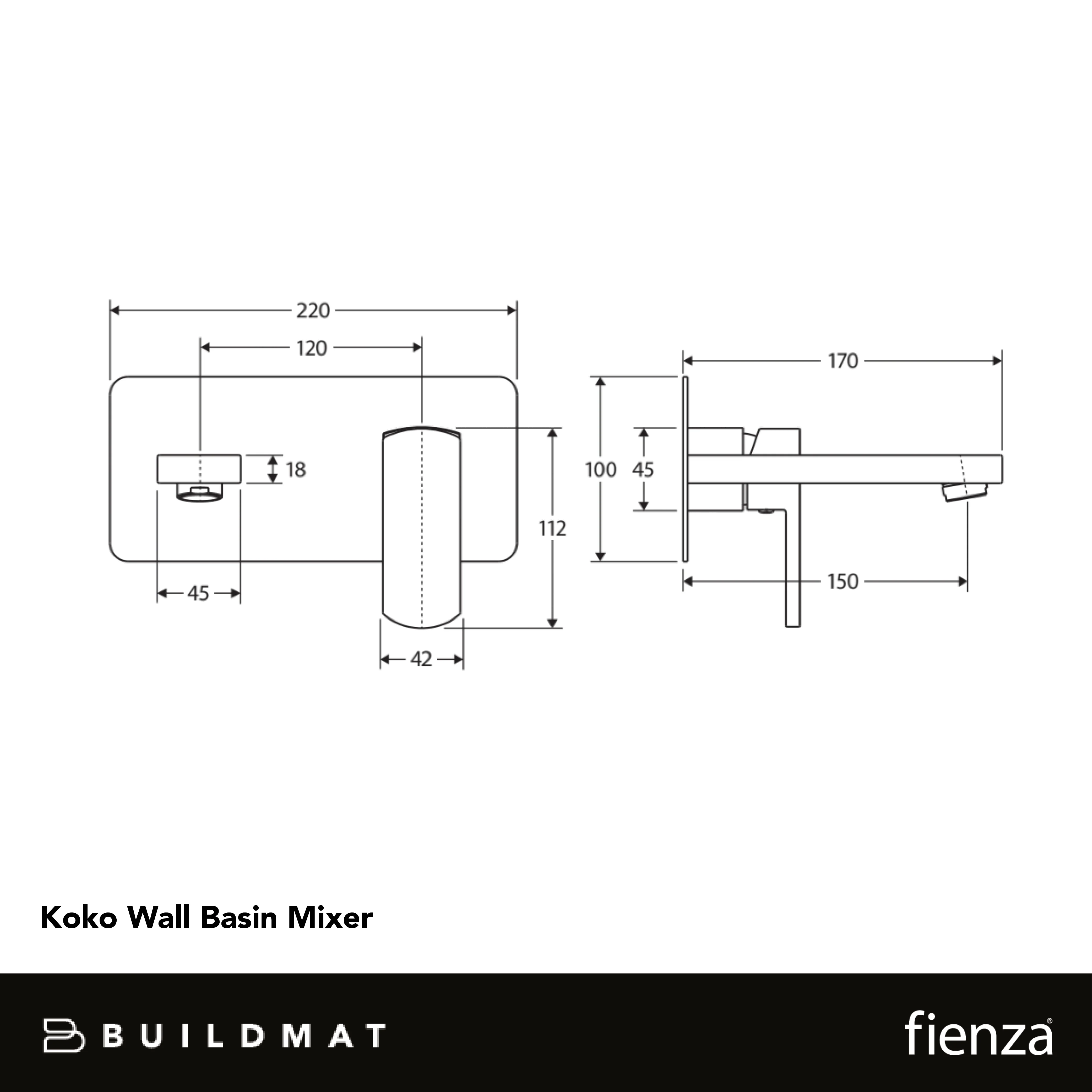 Fienza Koko Basin Wall Mixer Set Matte Black Lead Free - Image 4