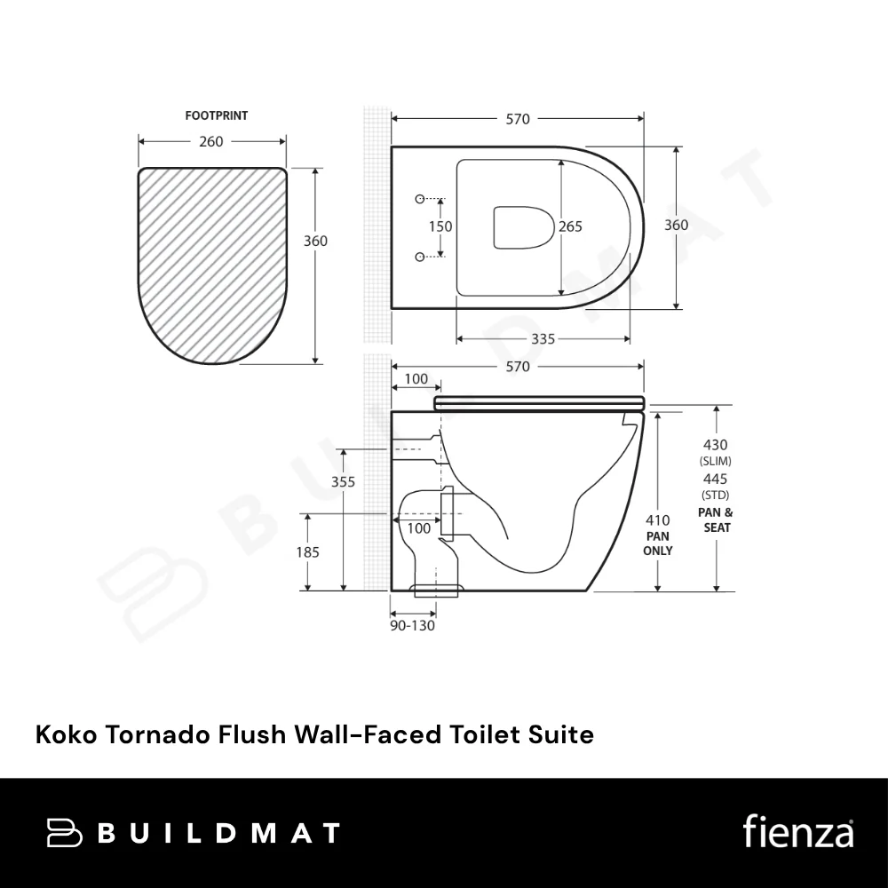 Fienza Koko Tornado Flush Wall-Faced Toilet Suite (Pan and Seat and GEBERIT Sigma In-Wall Cistern) Gloss White - Image 6
