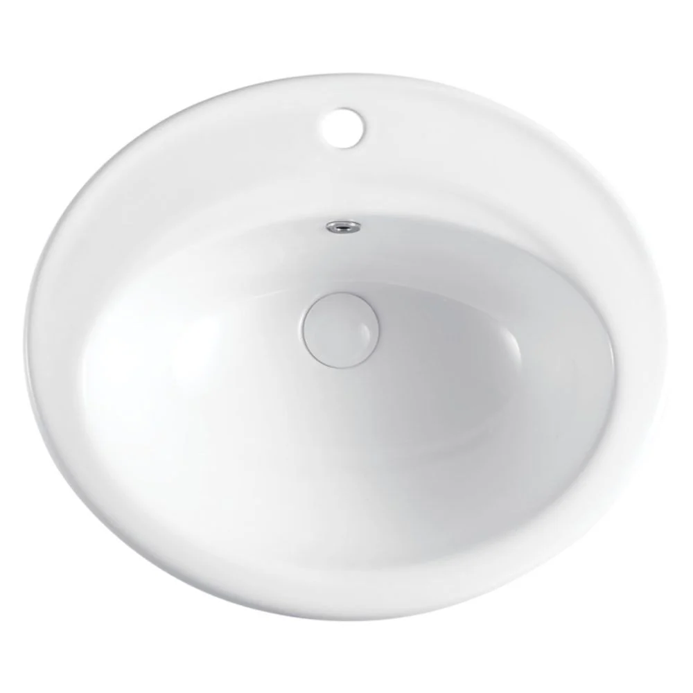 Fienza Lacy Fully-Inset Basin with Overflow 1 Tap Hole Gloss White - Image 6