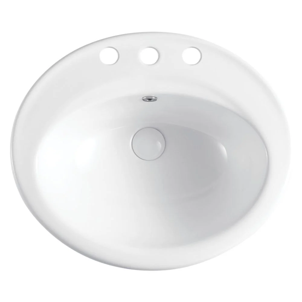 Fienza Lacy Fully-Inset Basin with Overflow 3 Tap Holes Gloss White - Image 6