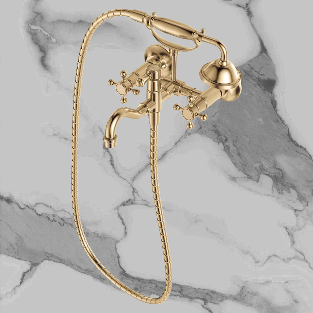 Fienza Lillian Exposed Bath Tap Set with Hand Shower Urban Brass - Image 2