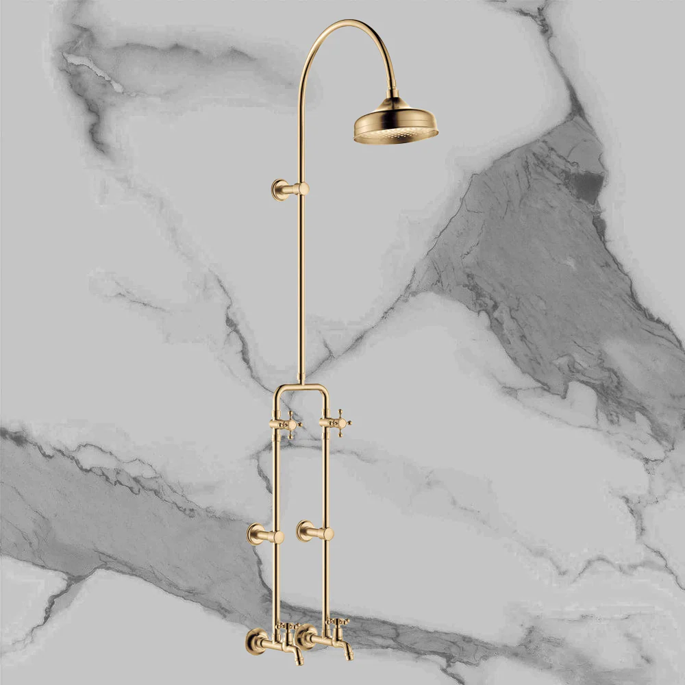 Fienza Lillian Exposed Rail Shower And Bath Set Urban Brass - Image 2