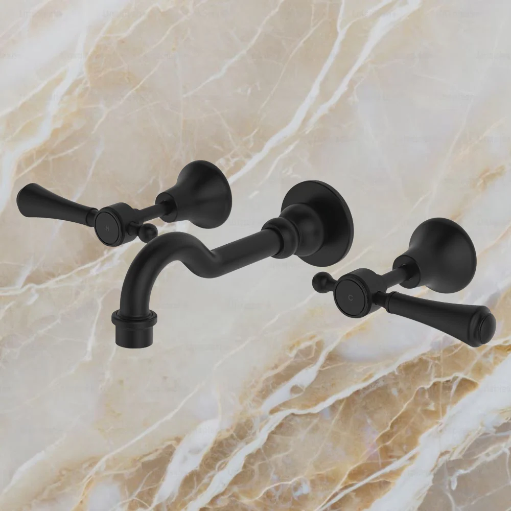 Fienza Lillian Lever Basin/Bath Wall Set Matte Black Lead Free - Image 2