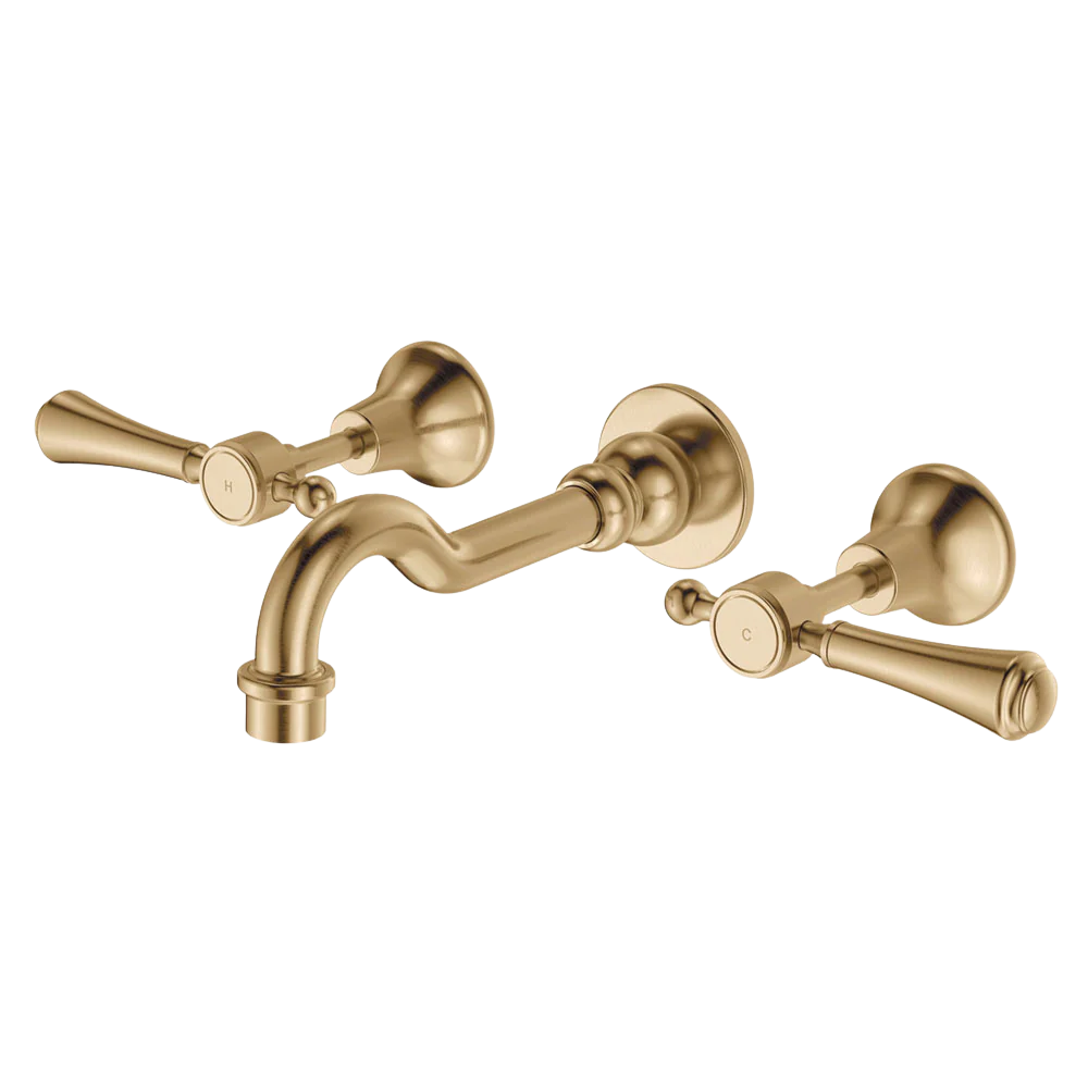 Fienza Lillian Lever Basin/Bath Wall Set Urban Brass Lead Free