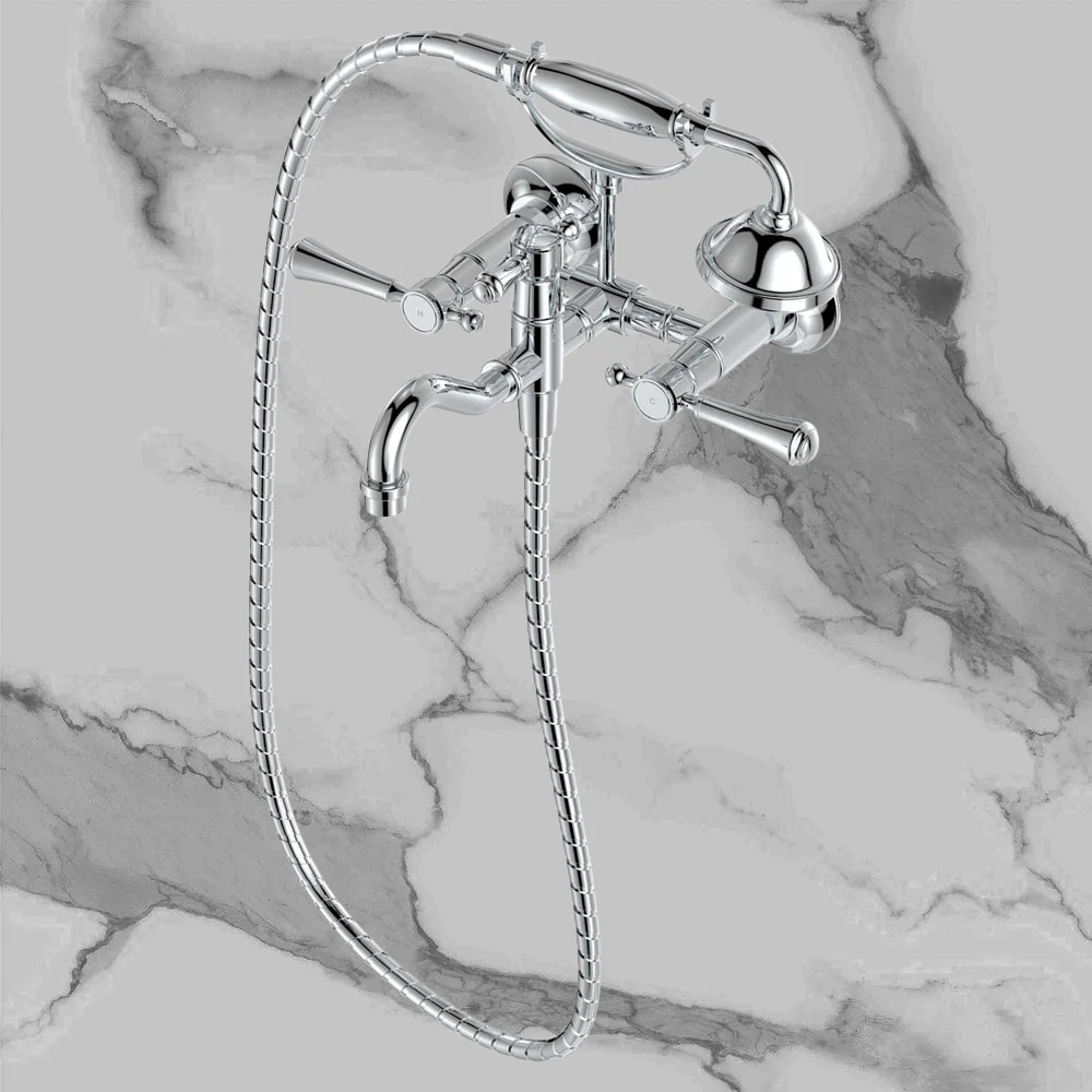 Fienza Lillian Lever Exposed Bath Tap Set with Hand Shower Chrome - Image 2