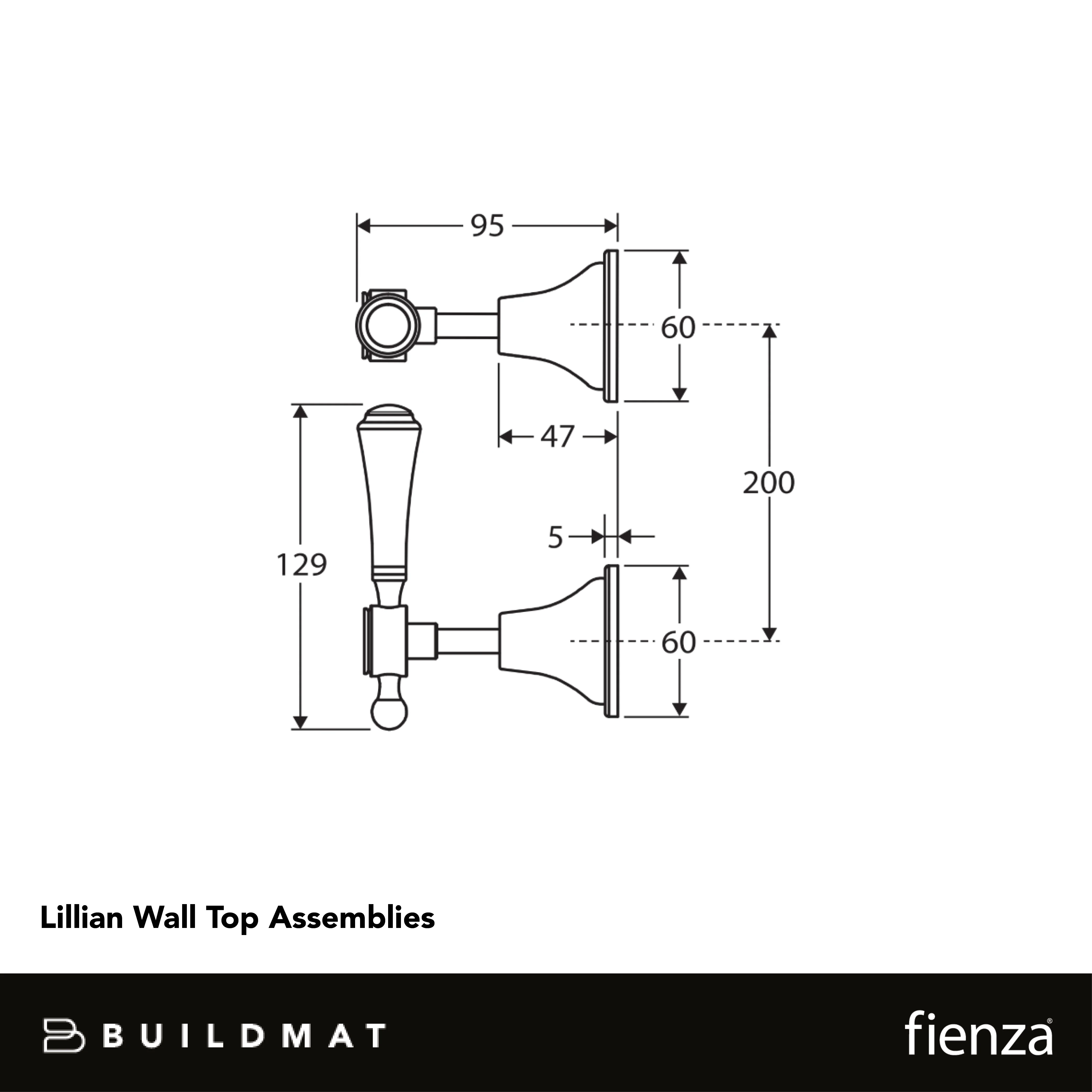 Fienza Lillian Lever Wall Top Assemblies Chrome with Ceramic White Handle - Image 4