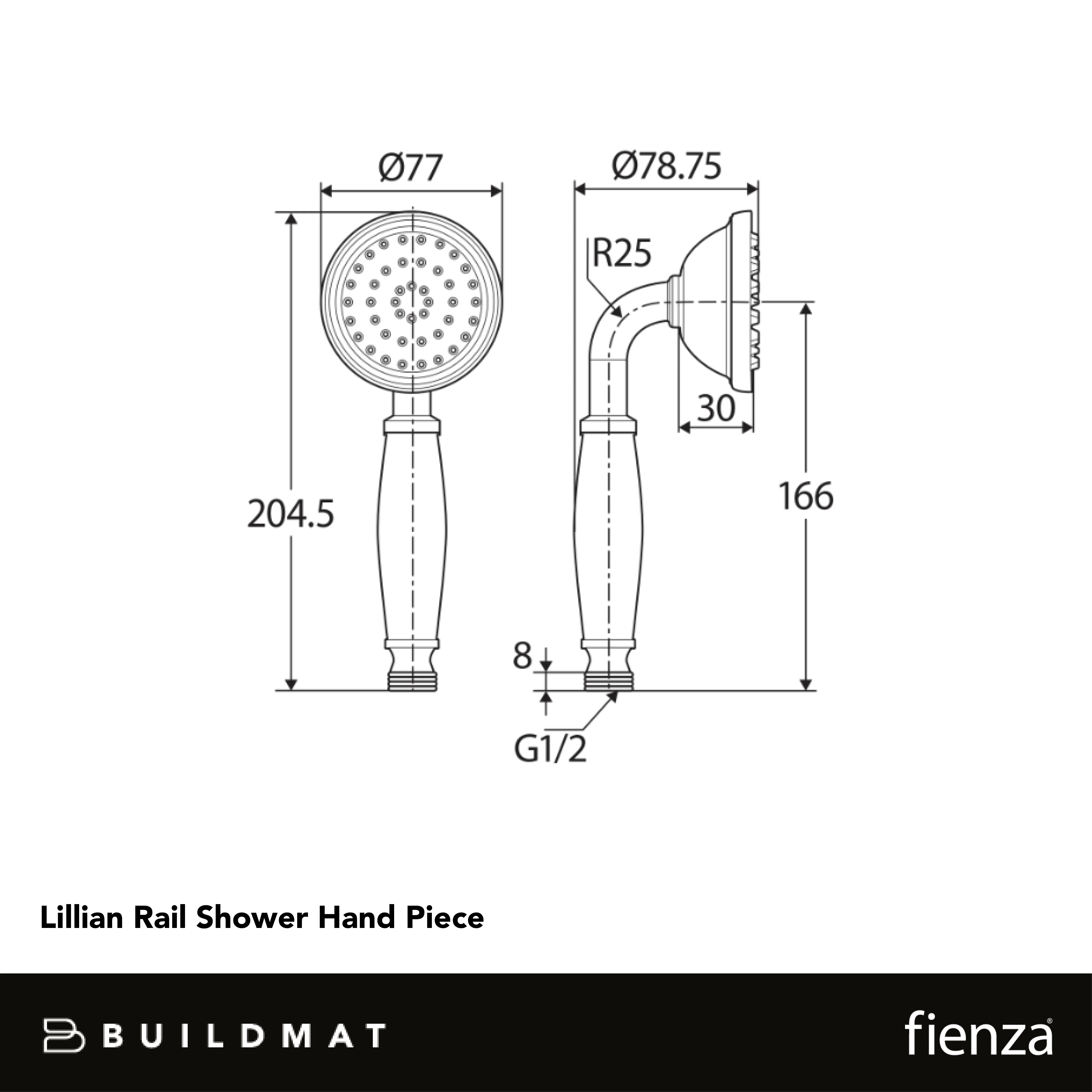 Fienza Lillian Rail Shower Hand Piece Matte Black - Image 4