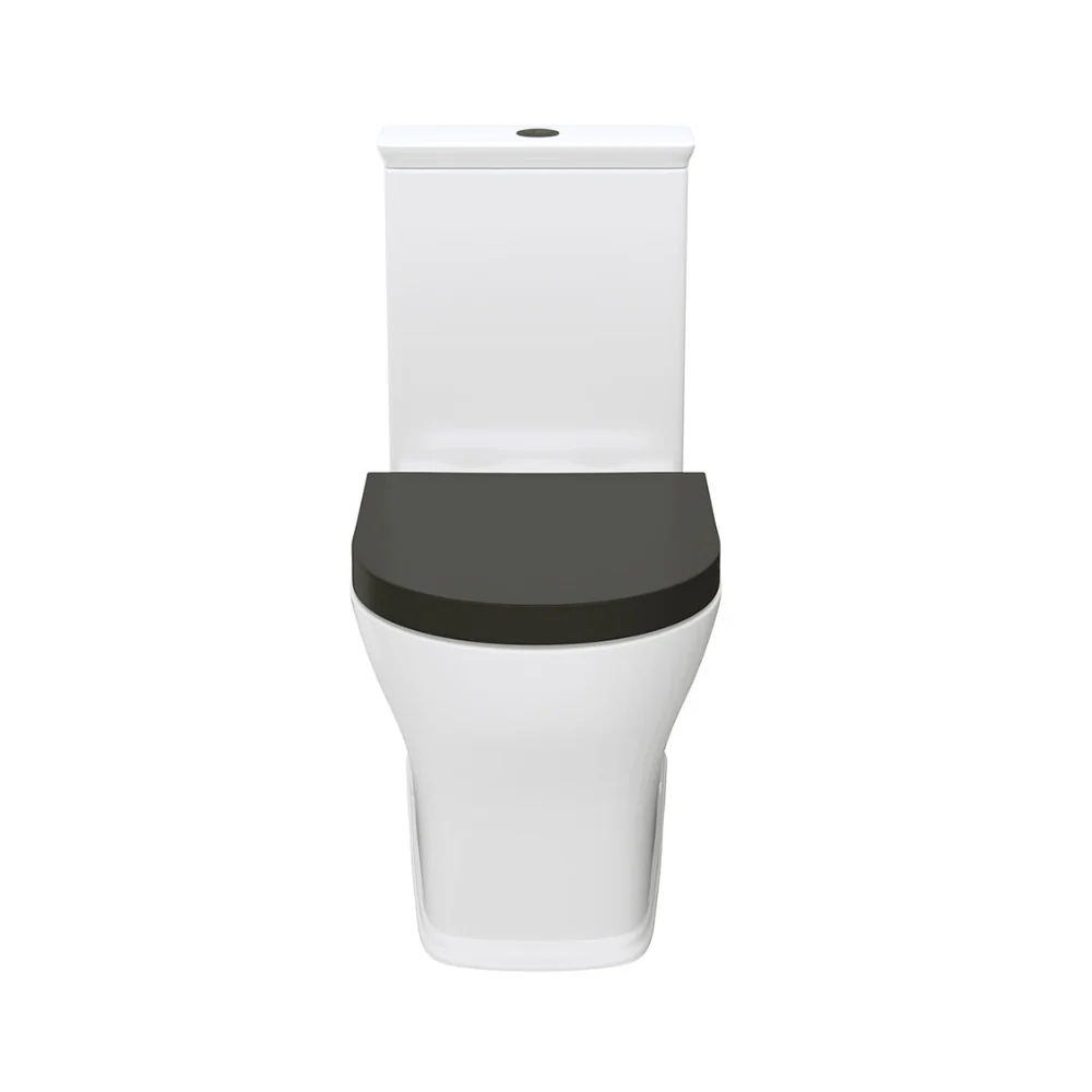 Fienza Lillian Tornado Flush Back-to-Wall Toilet Suite S-Trap 90-160 Gloss White with Black Seat - Image 4
