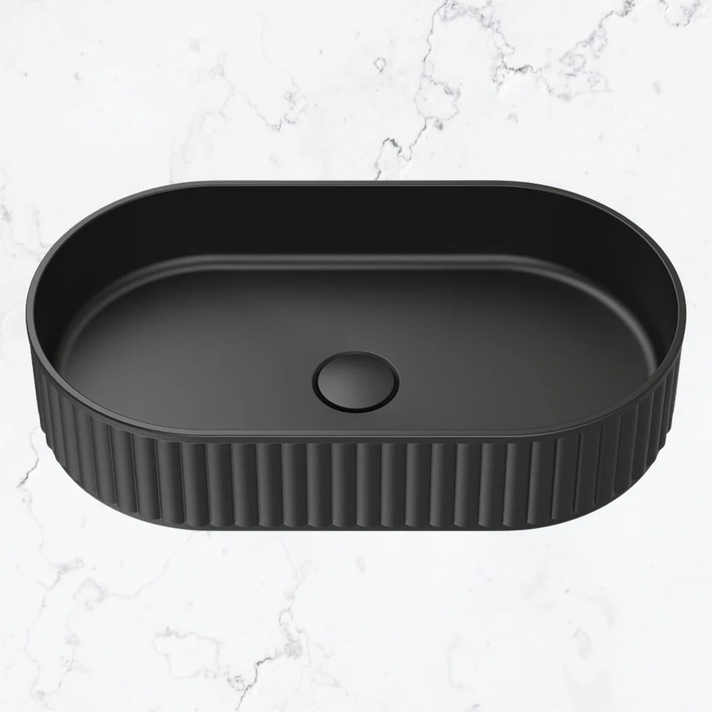 Fienza Minka Pill Solid Surface Above Counter Basin Matte Black - Image 2