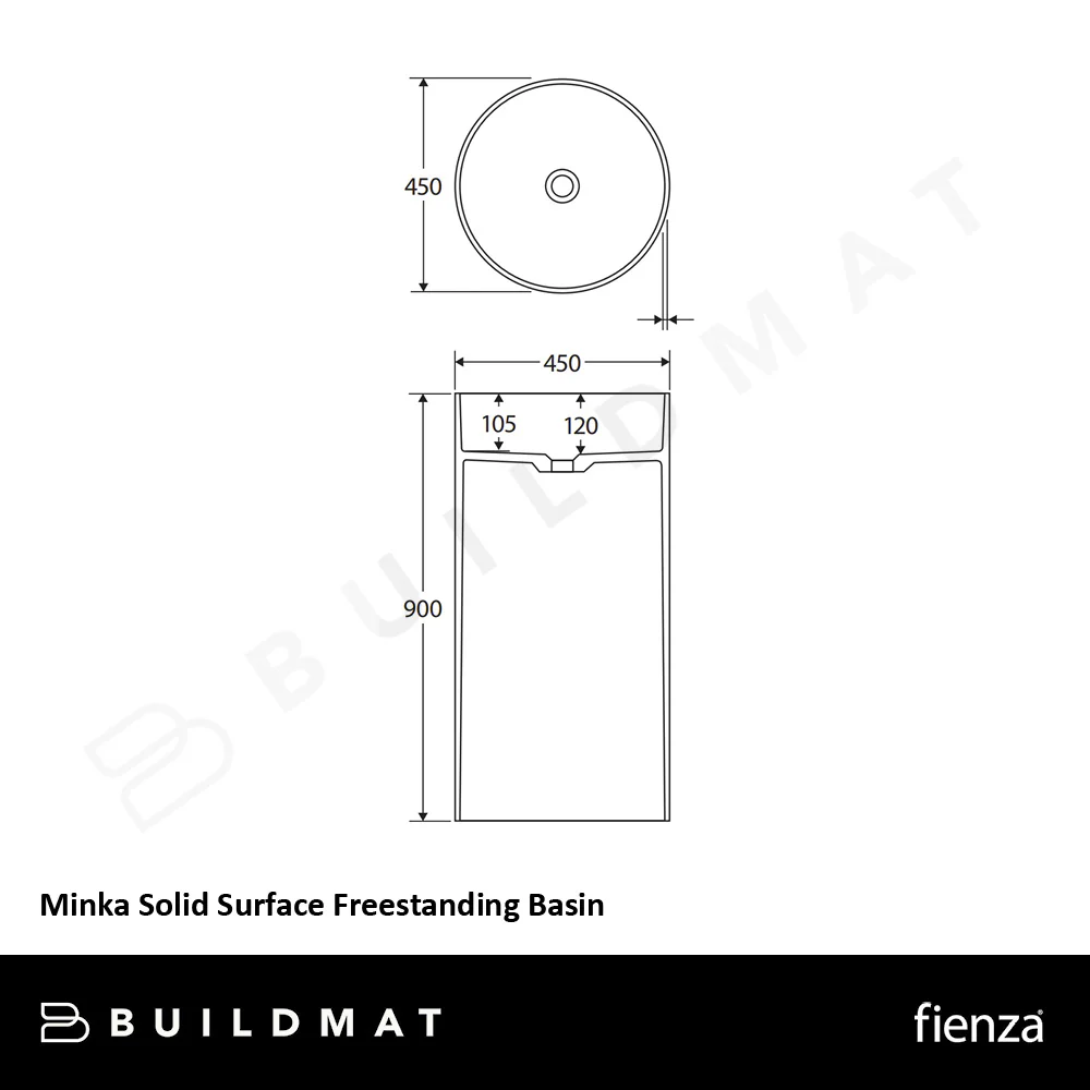 Fienza Minka Solid Surface Freestanding Basin Dusk - Image 4