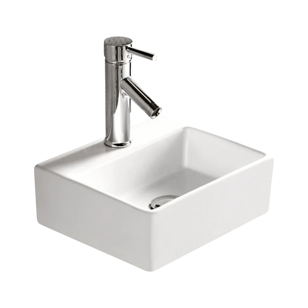Fienza Modena Baby Above Counter Basin 1 Tap Hole Gloss White - Image 3