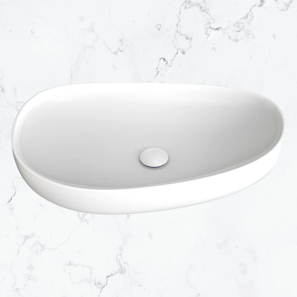 Fienza Pebble Large Above Counter Basin Gloss White - Image 2