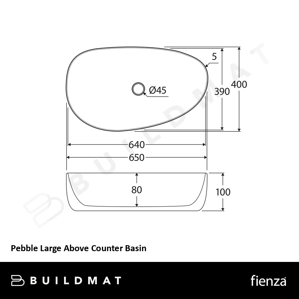 Fienza Pebble Large Above Counter Basin Gloss White - Image 6