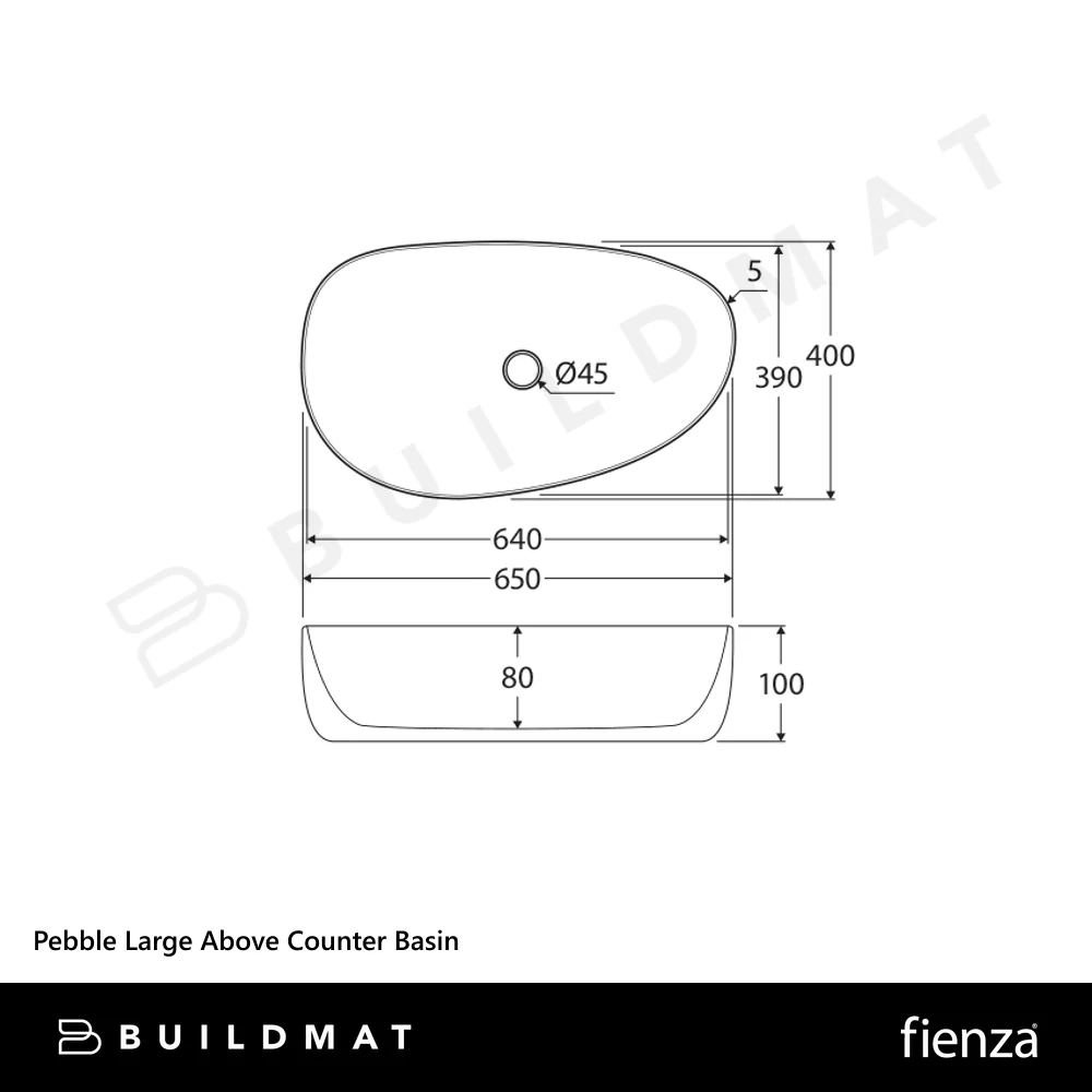 Fienza Pebble Large Above Counter Basin Matte White - Image 4