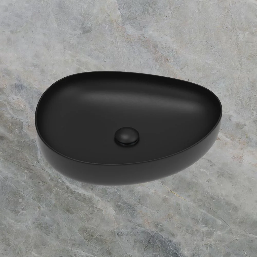 Fienza Pebble Medium Above Counter Basin Matte Black - Image 2