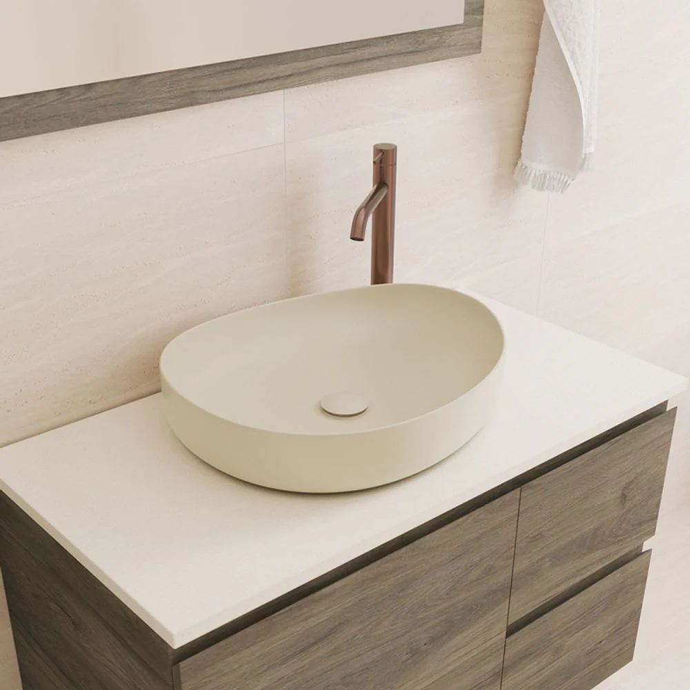 Fienza Pebble Medium Above Counter Basin Matte Khaki - Image 2