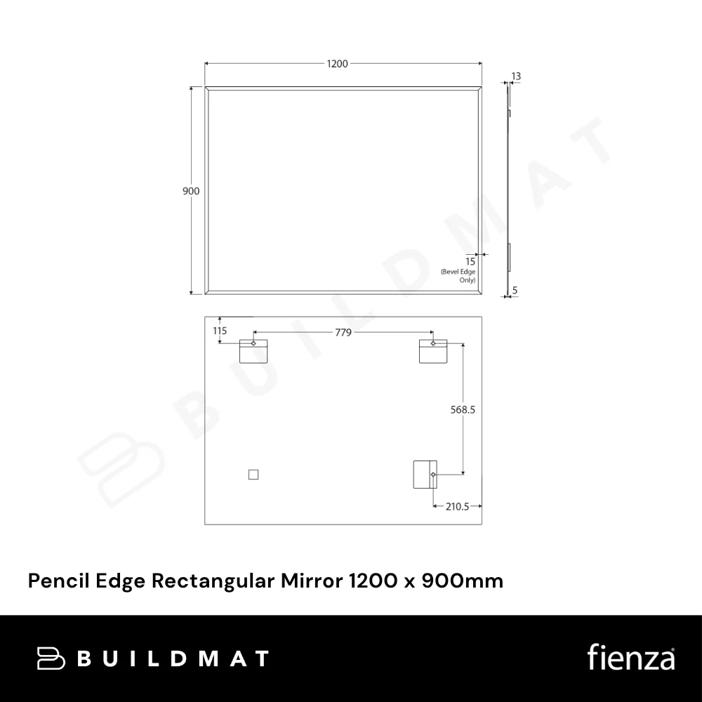 Fienza Pencil Edge Rectangular Mirror 1200 x 900mm - Image 4