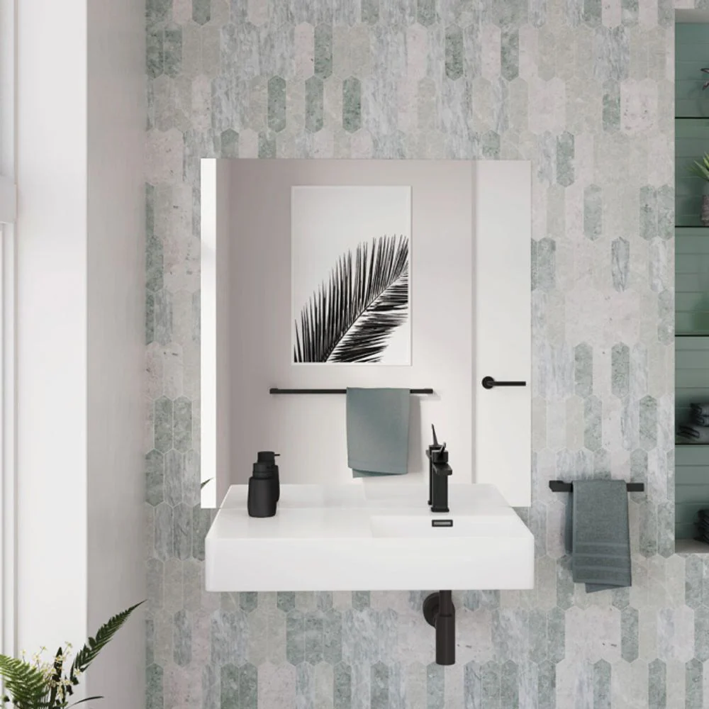 Fienza Petra 800mm Wall Hung Right Bowl Basin with Overflow 1 Tap Hole Gloss White - Image 5