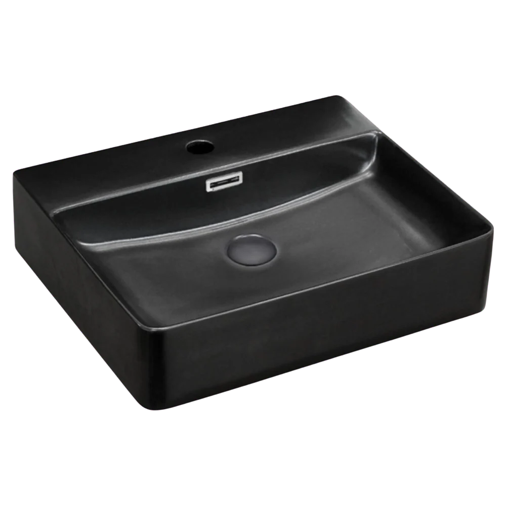 Fienza Petra Above Counter Basin with Overflow 1 Tap Hole Matte Black - Image 3