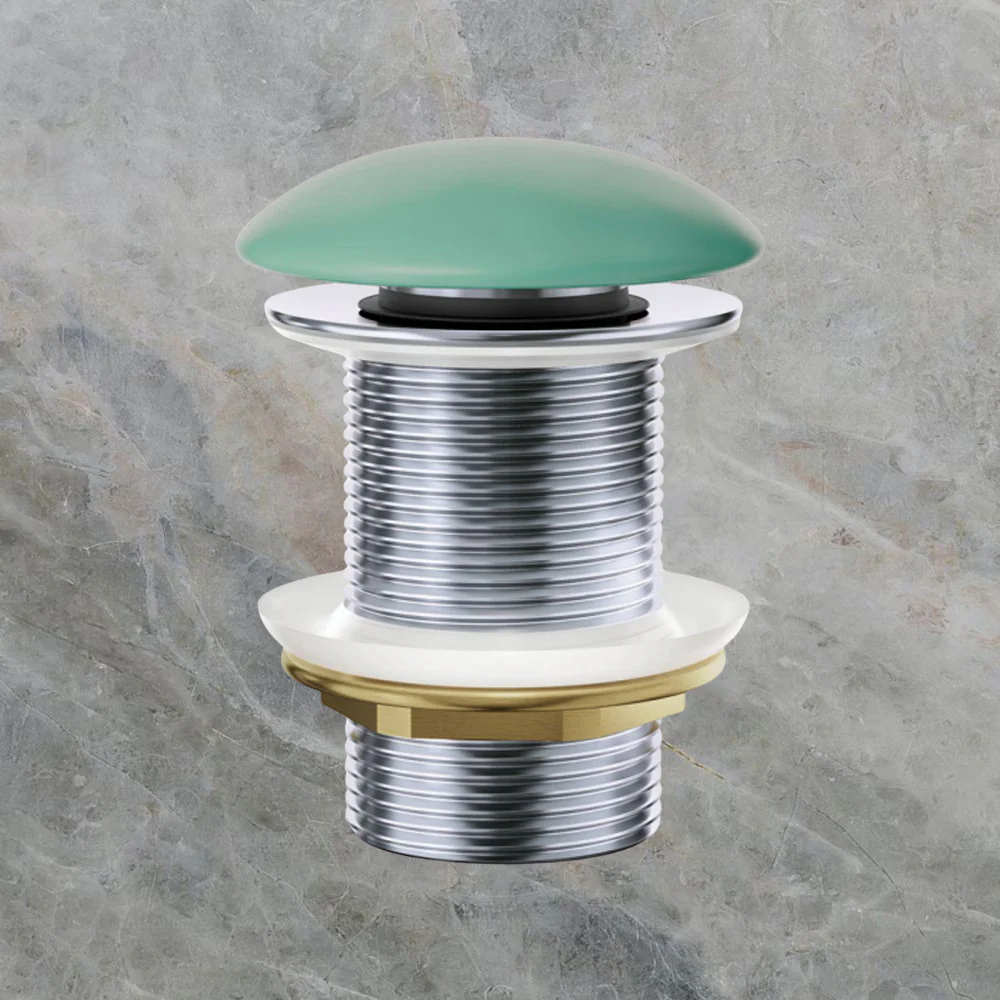 Fienza Pop-Up 32mm Non-Overflow Basin Waste with Ceramic Cap Matte Green - Image 2
