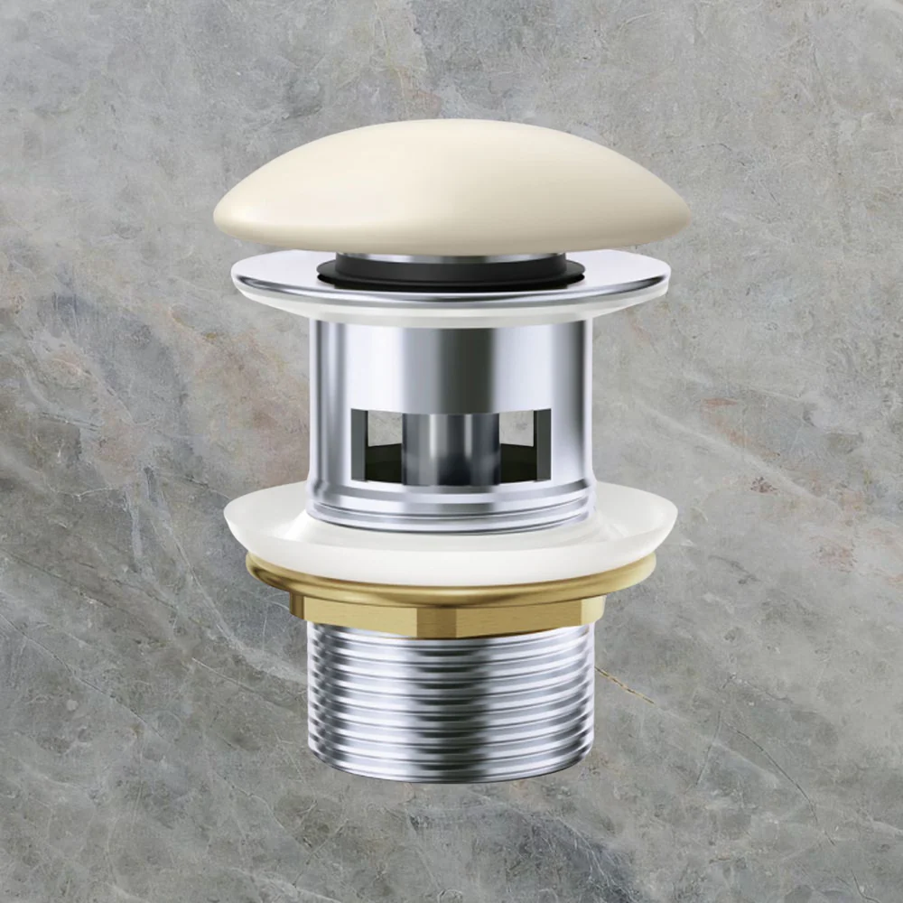 Fienza Pop-Up 32mm with Overflow Basin Waste with Ceramic Cap Matte Khaki - Image 2