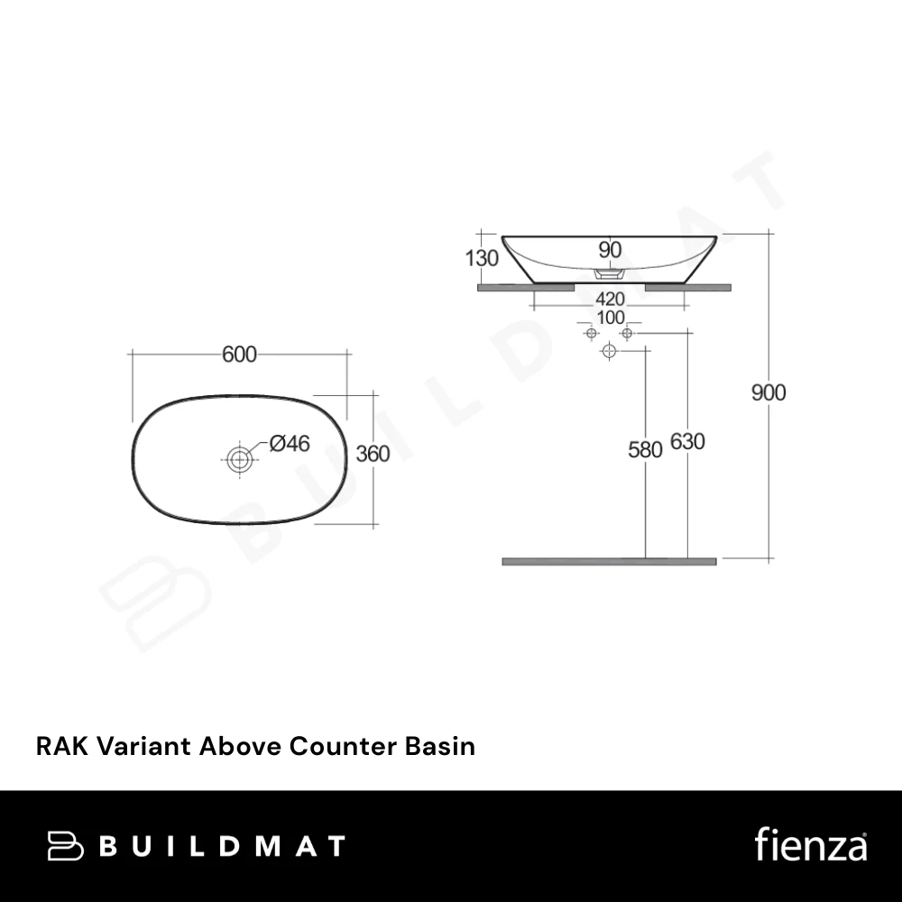 Fienza RAK Variant Above Counter Basin Gloss White - Image 4