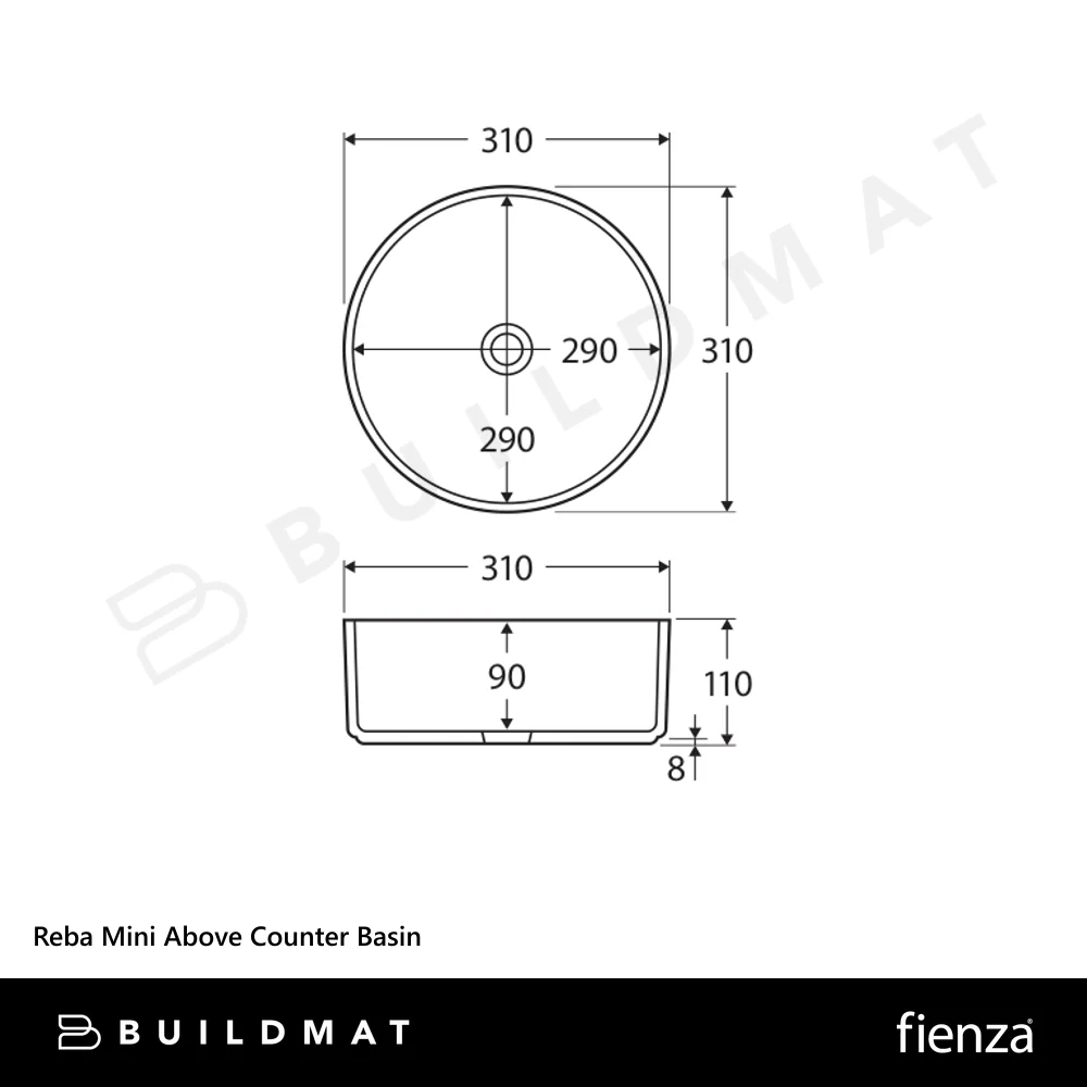 Fienza Reba Mini Above Counter Basin Matte White - Image 4