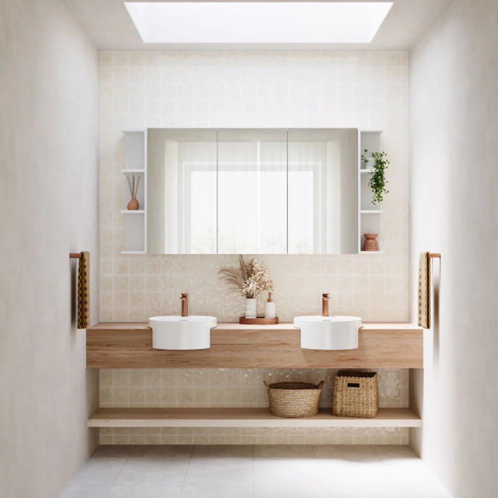 Fienza Reba Semi-Recessed Basin with Overflow 1 Tap Hole Gloss White - Image 5