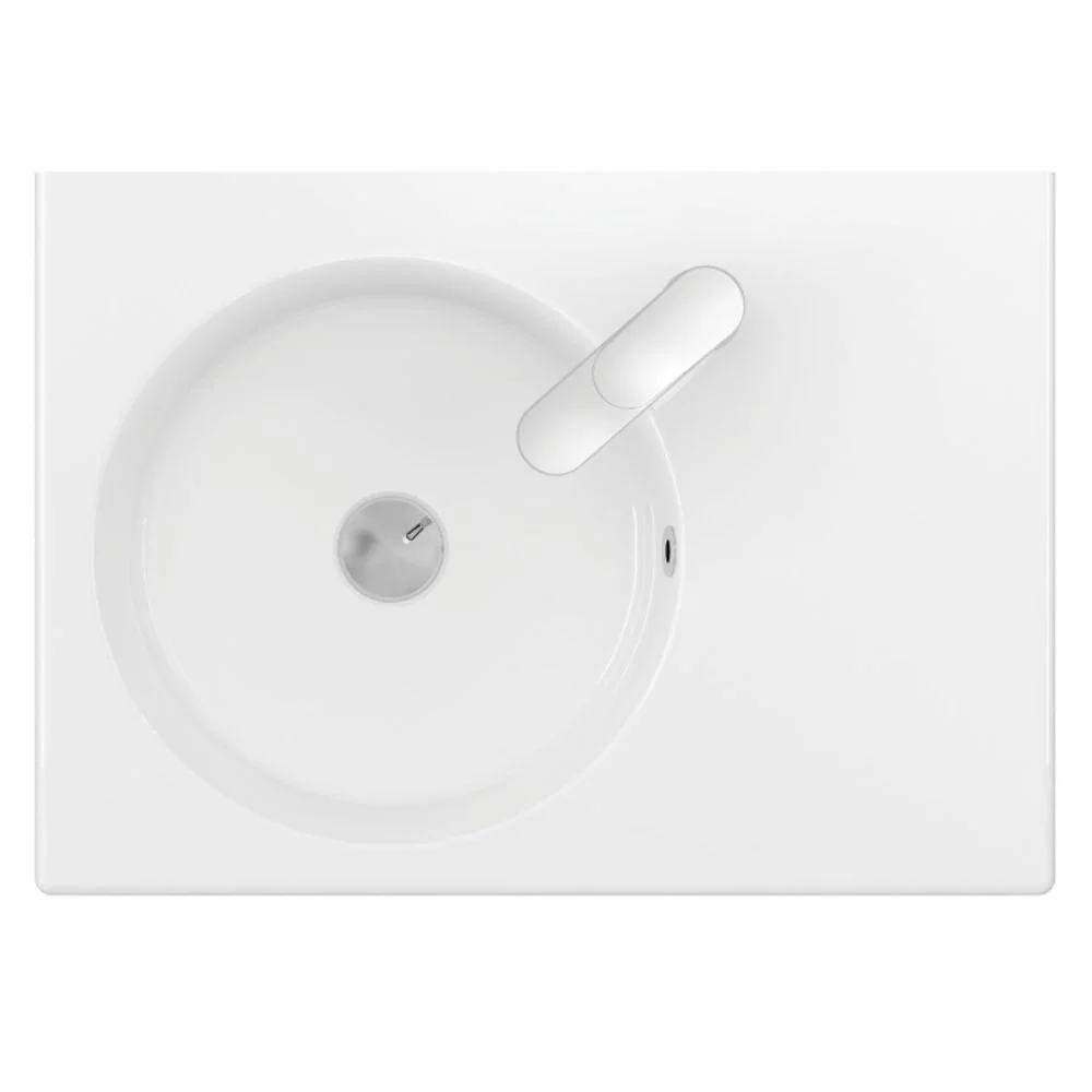 Fienza Reba Wall Hung Left Bowl Basin with Overflow 1 Tap Hole Gloss White - Image 6