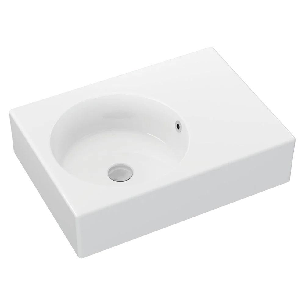 Fienza Reba Wall Hung Left Bowl Basin with Overflow Gloss White - Image 3