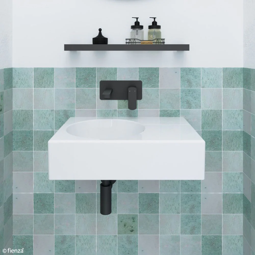 Fienza Reba Wall Hung Left Bowl Basin with Overflow Gloss White - Image 9