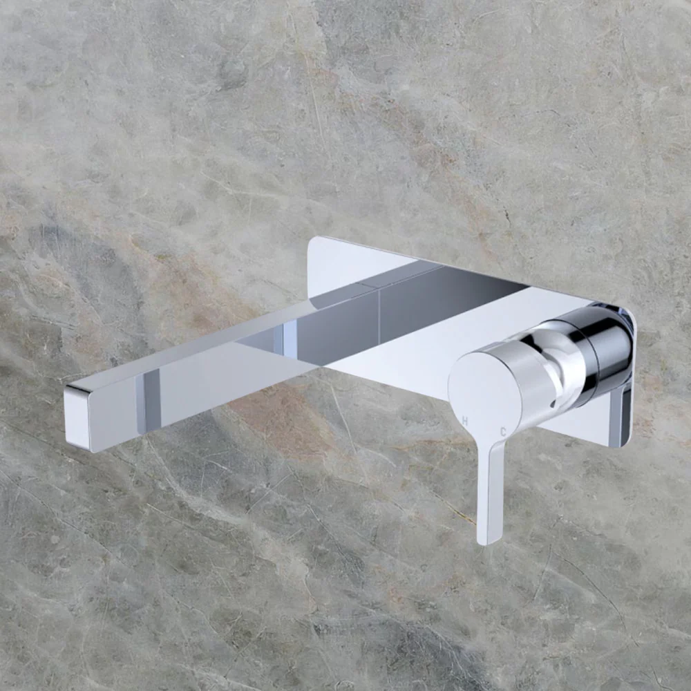 Fienza Sansa Basin Wall Mixer Set Chrome Soft Square Plate - Image 2
