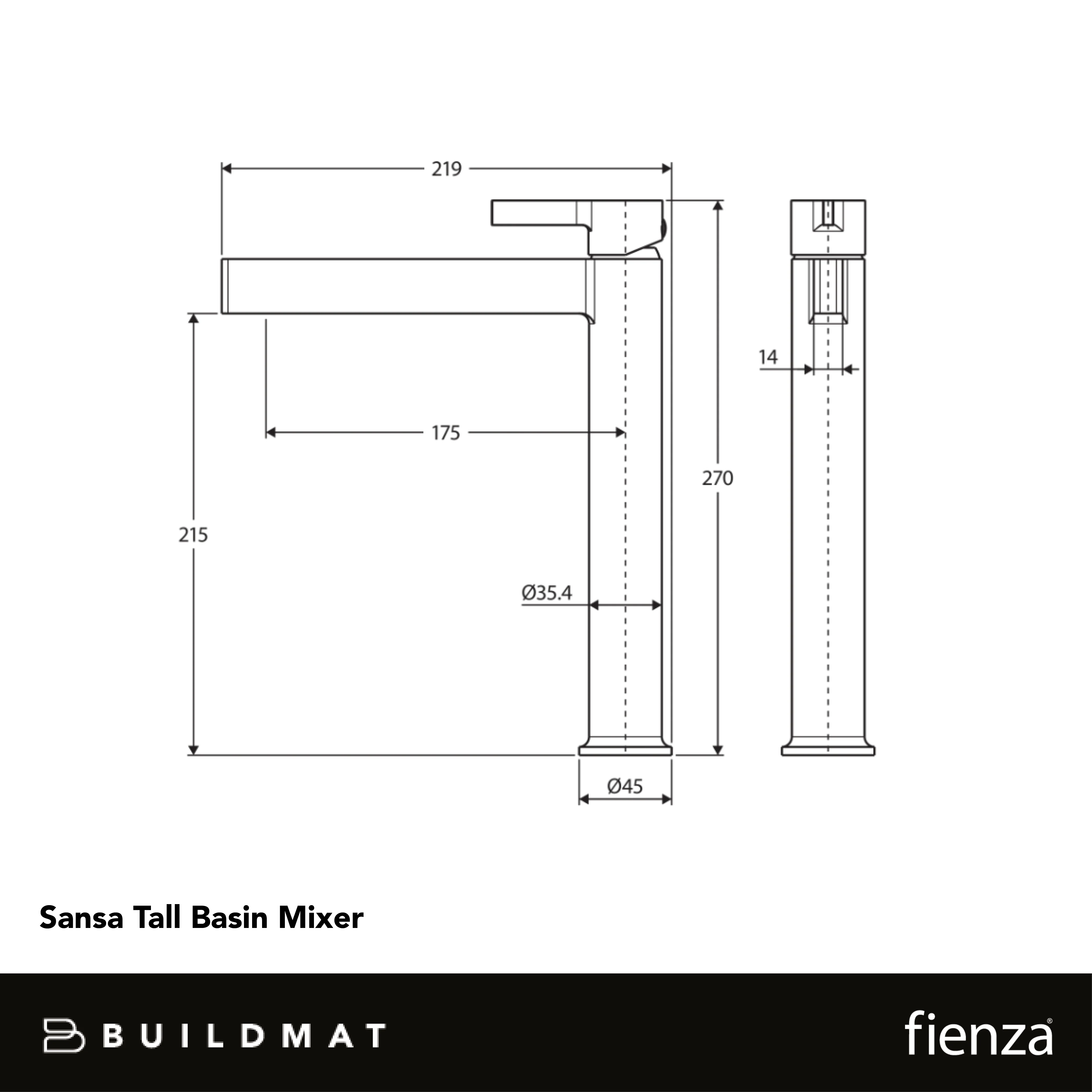 Fienza Sansa Tall Basin Mixer Matte Black - Image 4