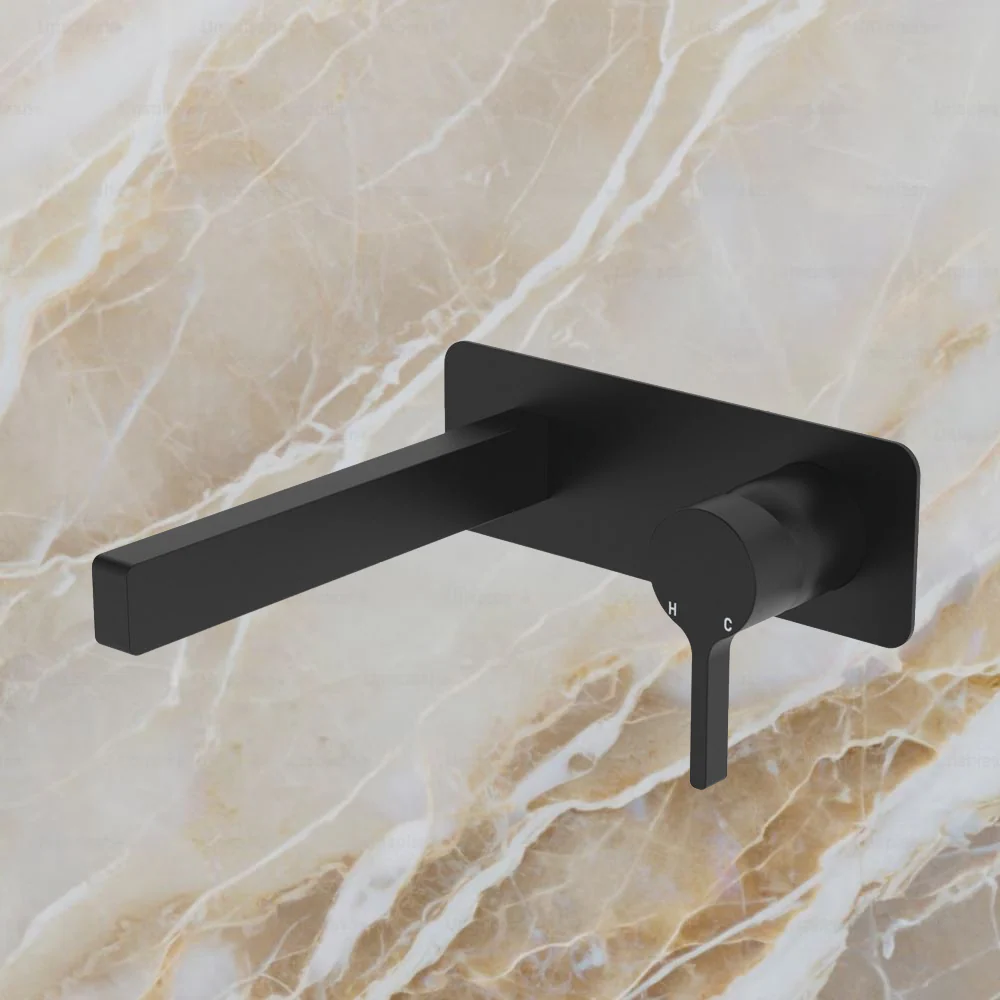 Fienza Sansa Wall Basin Mixer Set Matte Black - Image 2