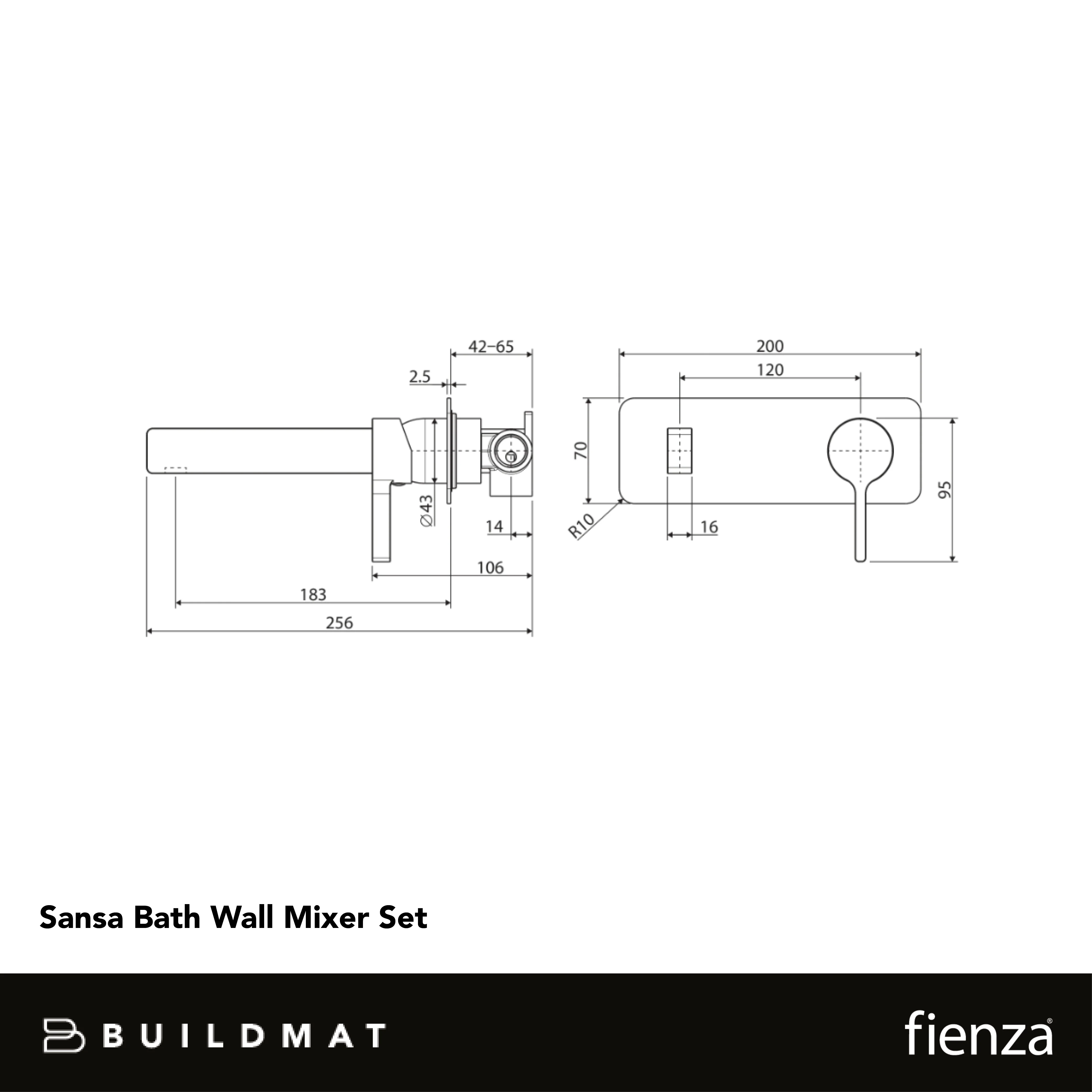 Fienza Sansa Wall Bath Mixer Set Gunmetal - Image 4