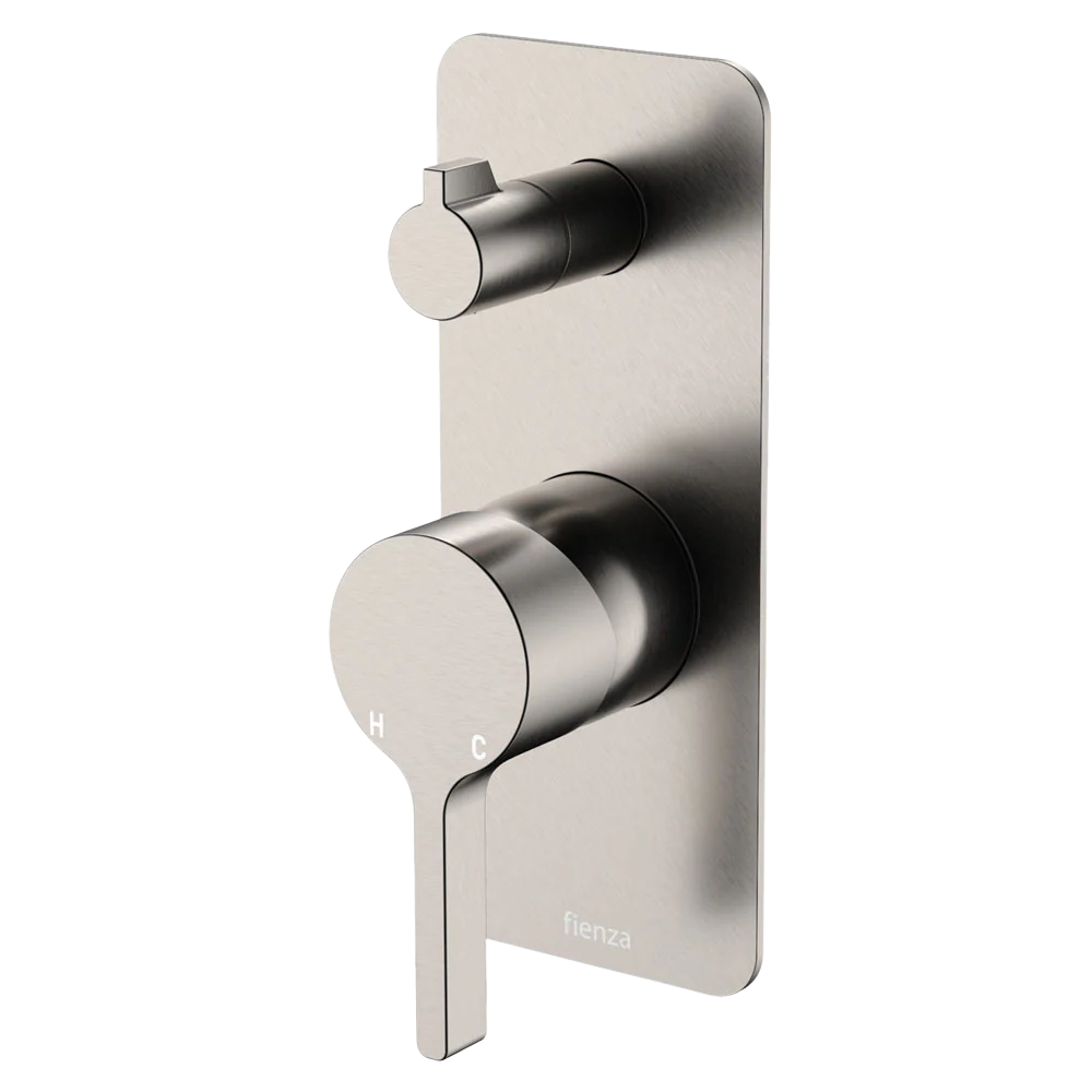 Fienza Sansa Wall Diverter Mixer Rectangular Plate Brushed Nickel Lead Free - Image 3