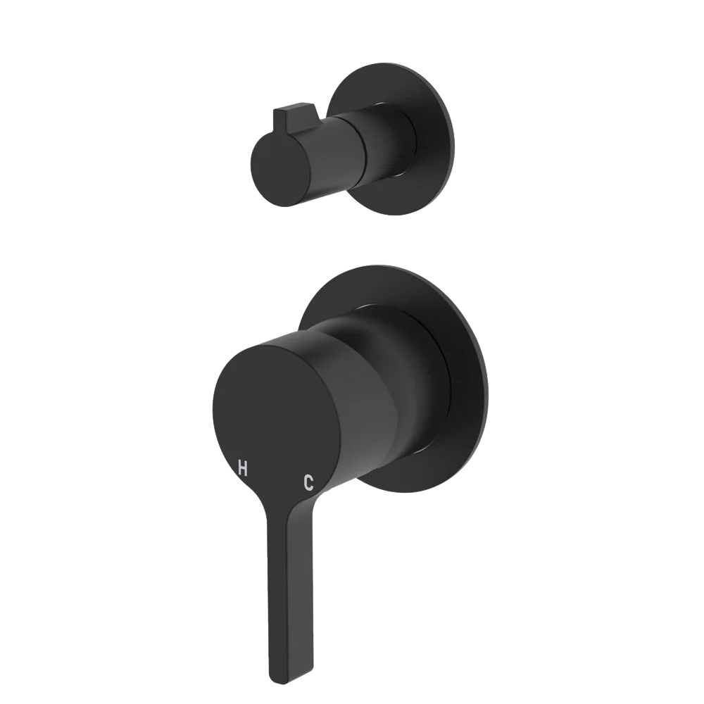 Fienza Sansa Wall Diverter Mixer Small Round Plates Matte Black Lead Free - Image 3