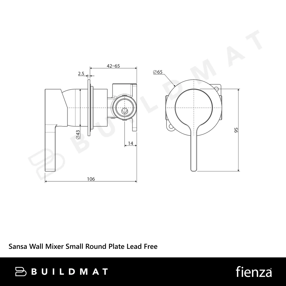 Fienza Sansa Wall Mixer Small Round Plate Chrome Lead Free - Image 4