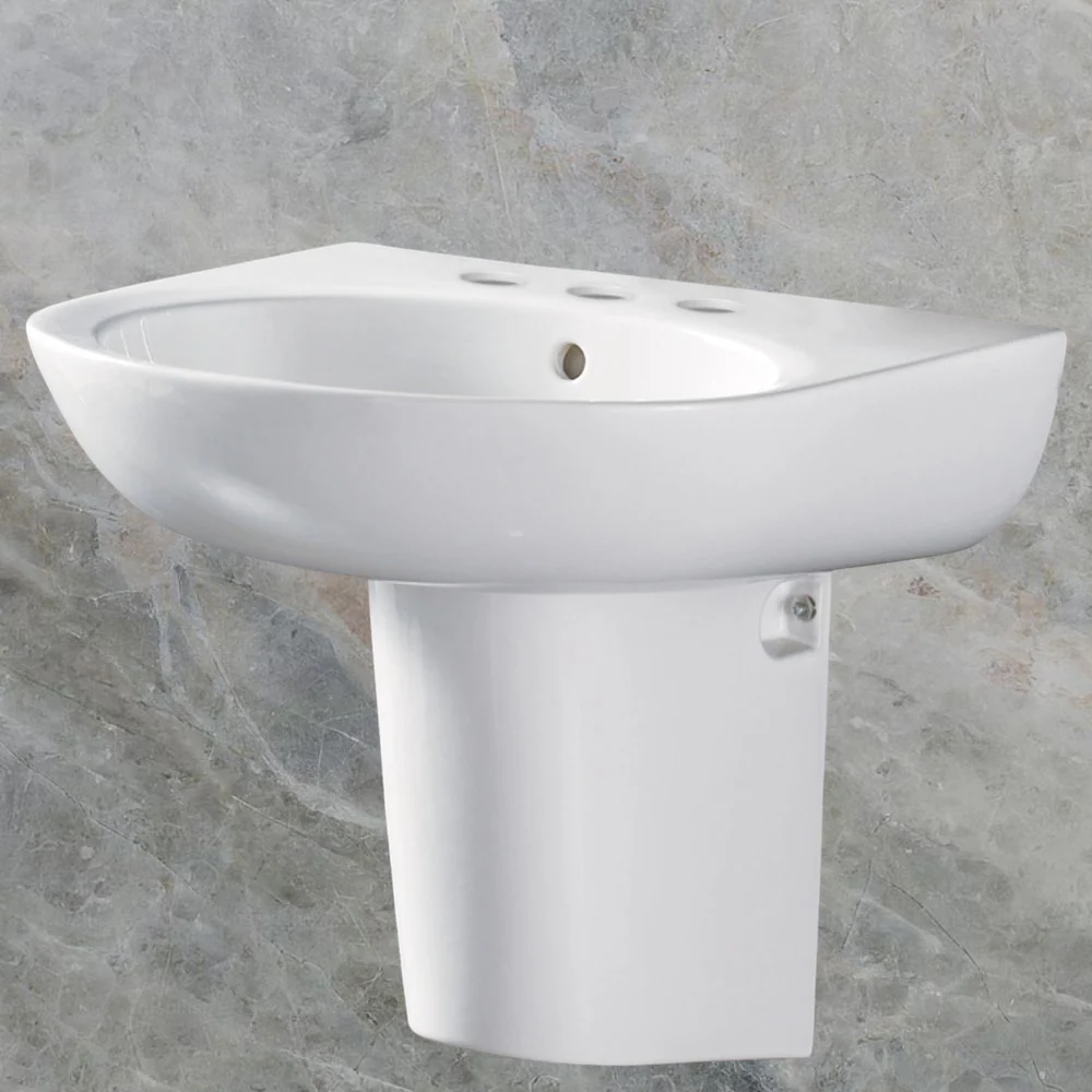 Fienza Stella Care Wall Hung Basin with Overflow and Integral Shroud 3 Tap Holes Gloss White - Image 2