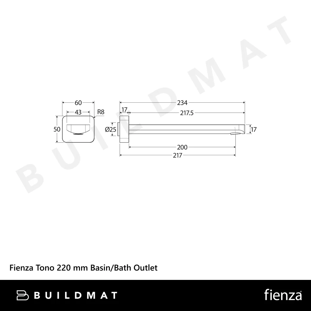 Fienza Tono 220 mm Basin/Bath Outlet Urban Brass Lead Free - Image 4
