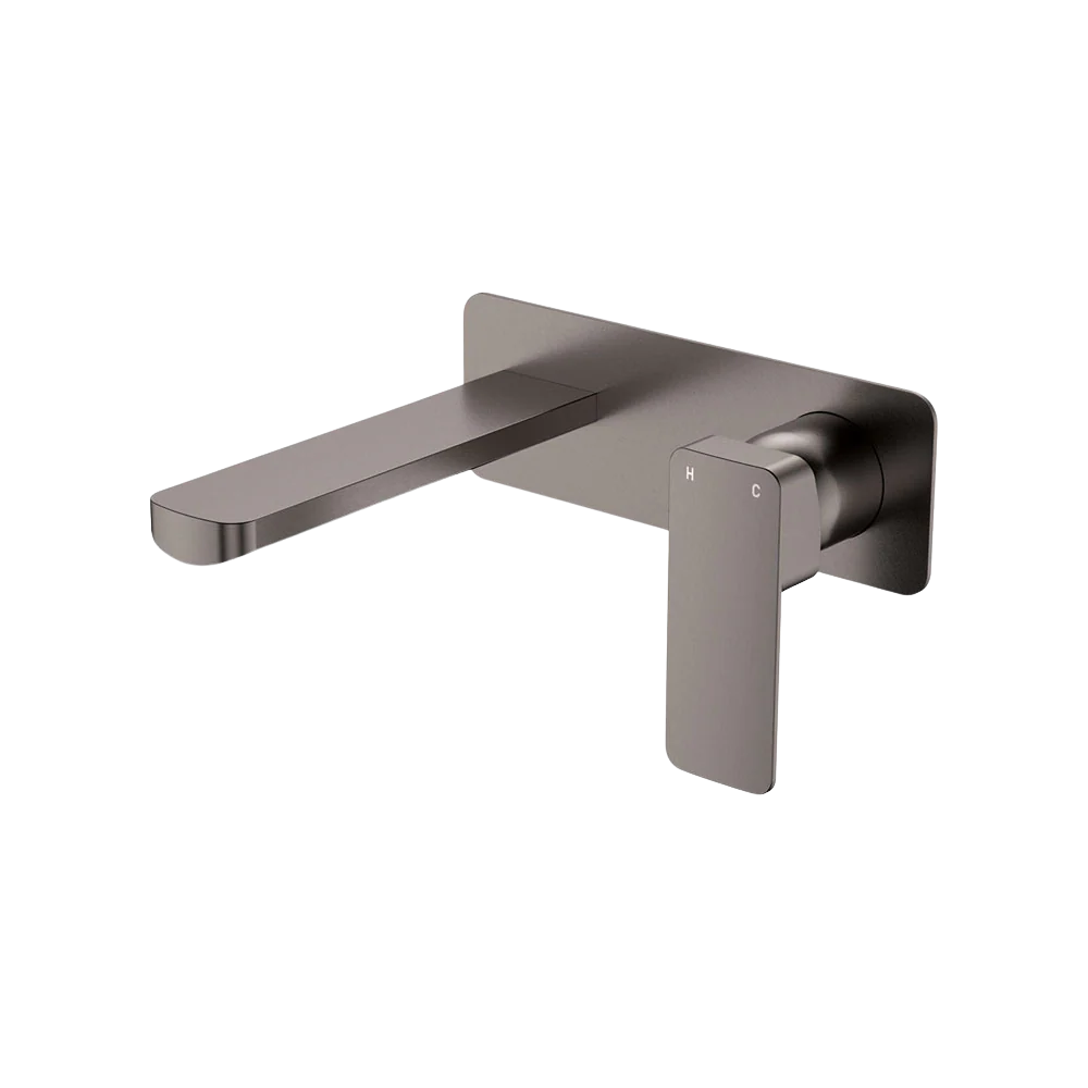Fienza Tono Basin Wall Mixer Set Rectangular Plate 160mm Outlet Gunmetal Lead Free - Image 3