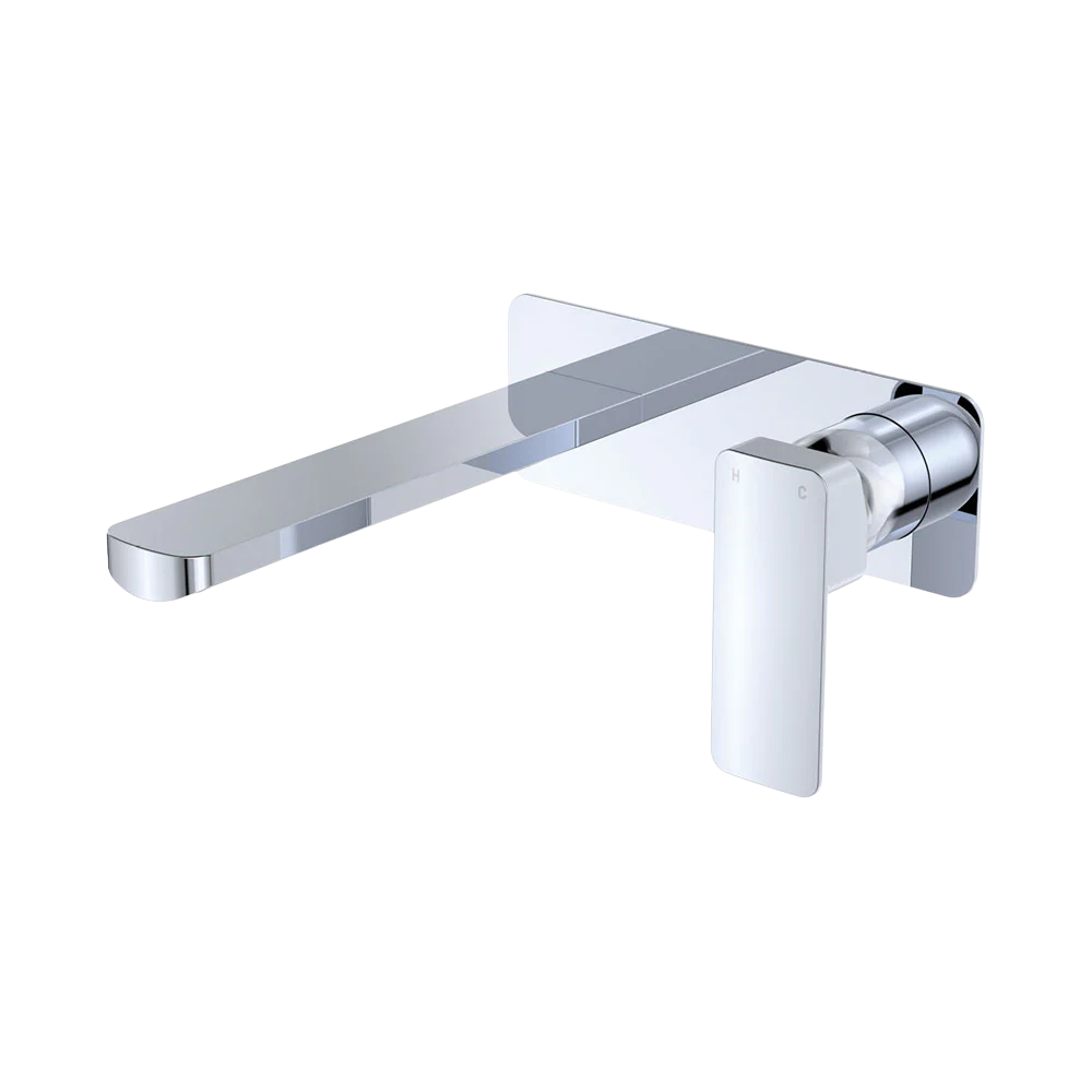 Fienza Tono Basin Wall Mixer Set Rectangular Plate 200mm Outlet Chrome Lead Free - Image 3